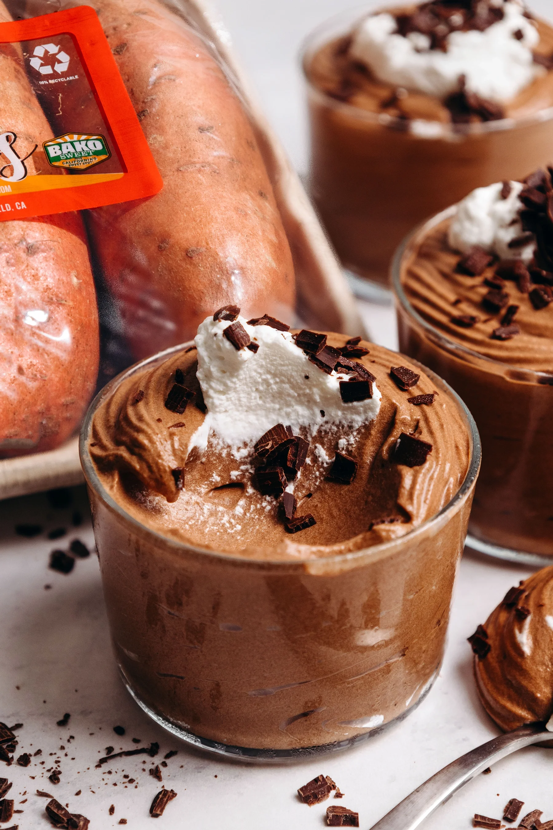 Hot Cocoa Mousse Cup made with sweet potatoes.