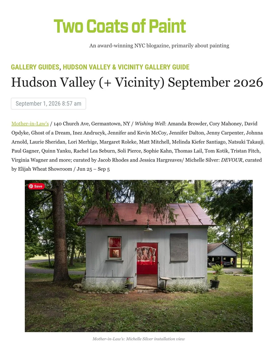 Two Coats of Paint, Mentioned Exhibition + Photo, September 2026
