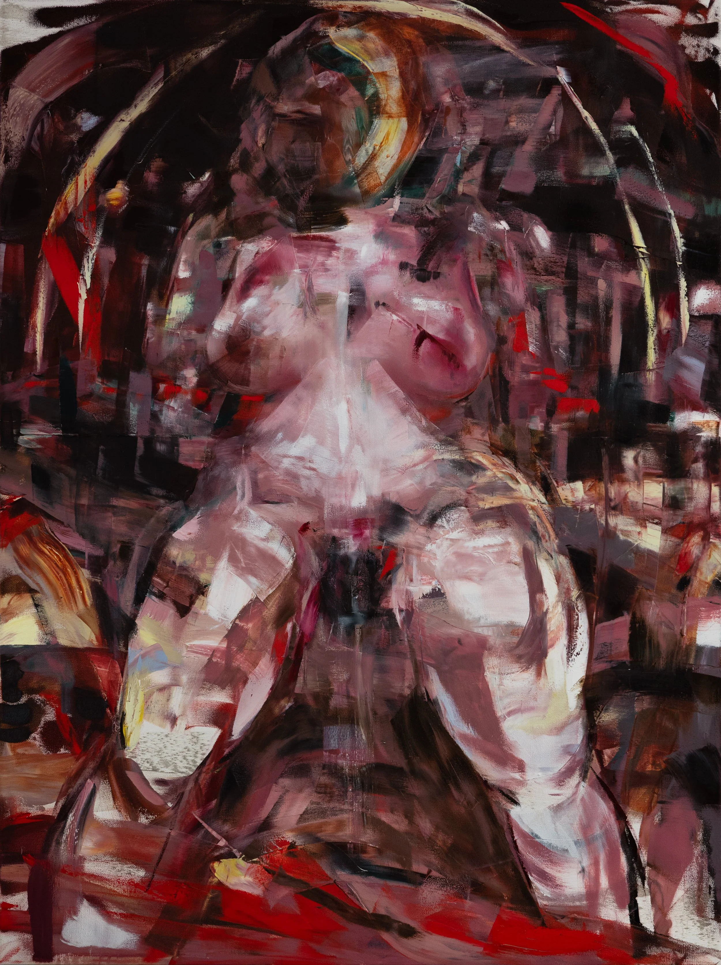 What She Builds, She Must Destroy ii, 2025. Oil on canvas. 40 x 30 inches.