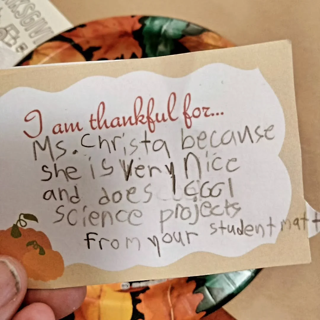 From one of my middle school science students today...

#homeschool #homeschoollife #scienceteacher #sciencenerd #homeschoolcoop #teacher #thankful