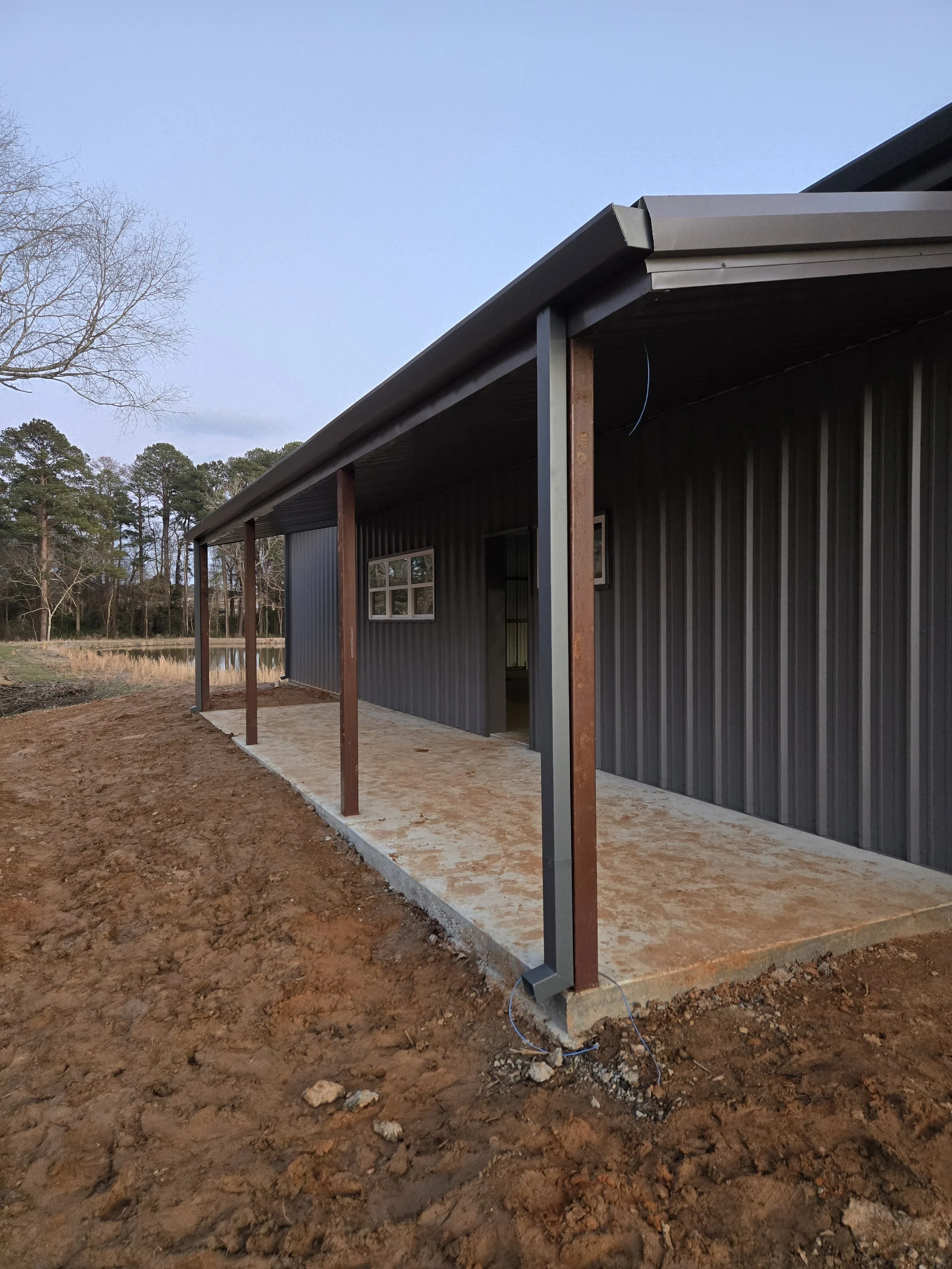 Straight Face Gutter with Box Downspouts in Longview Texas
