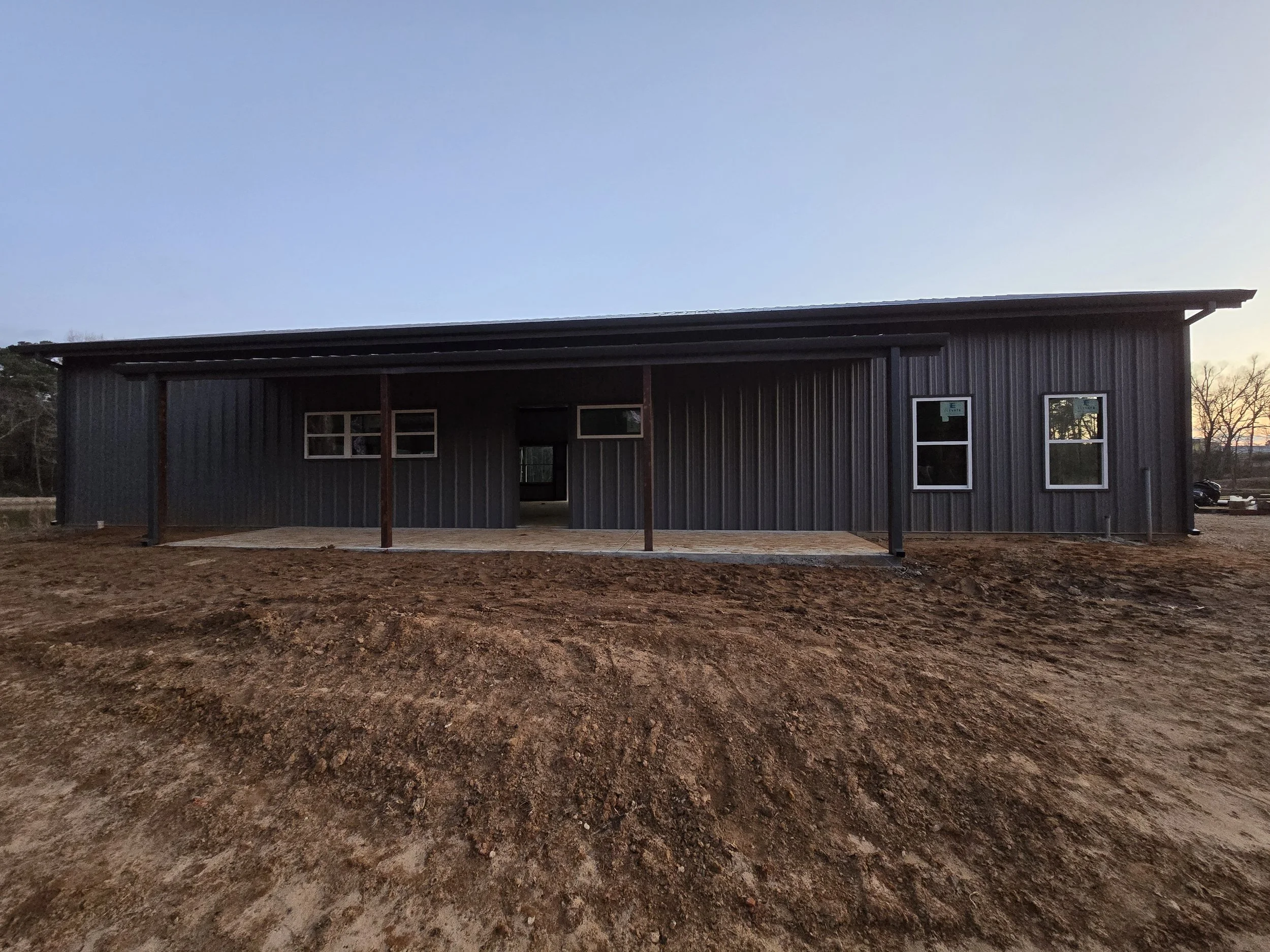 Straight Face Gutter with Box Downspouts in Longview Texas