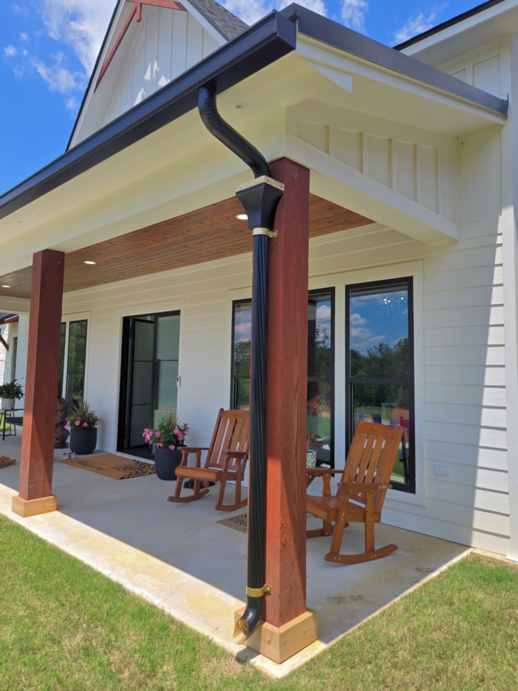 Black Spiral Downspout with Conductor Head