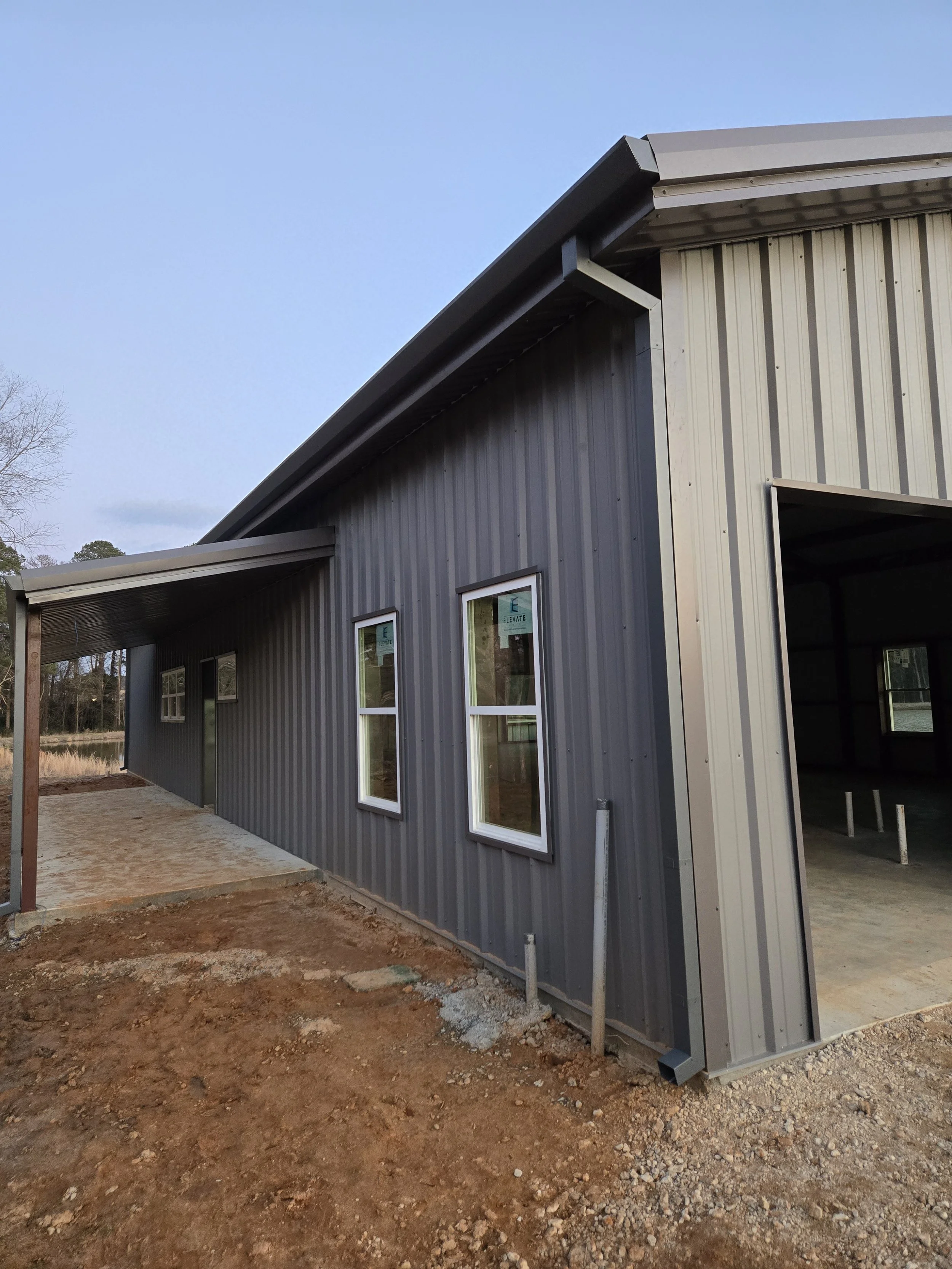 Straight Face Gutter with Box Downspouts in Longview Texas