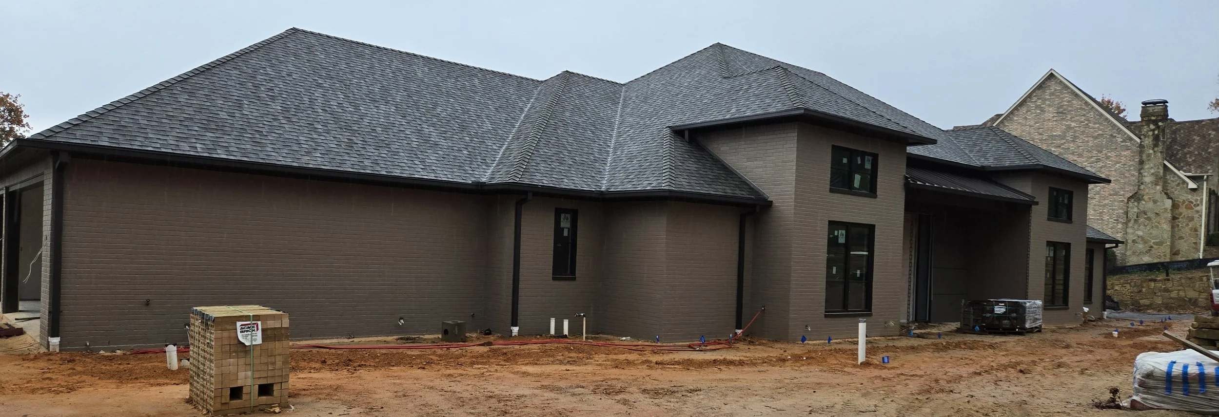 Musket Brown Box Gutter with box downspouts in Tyler texas