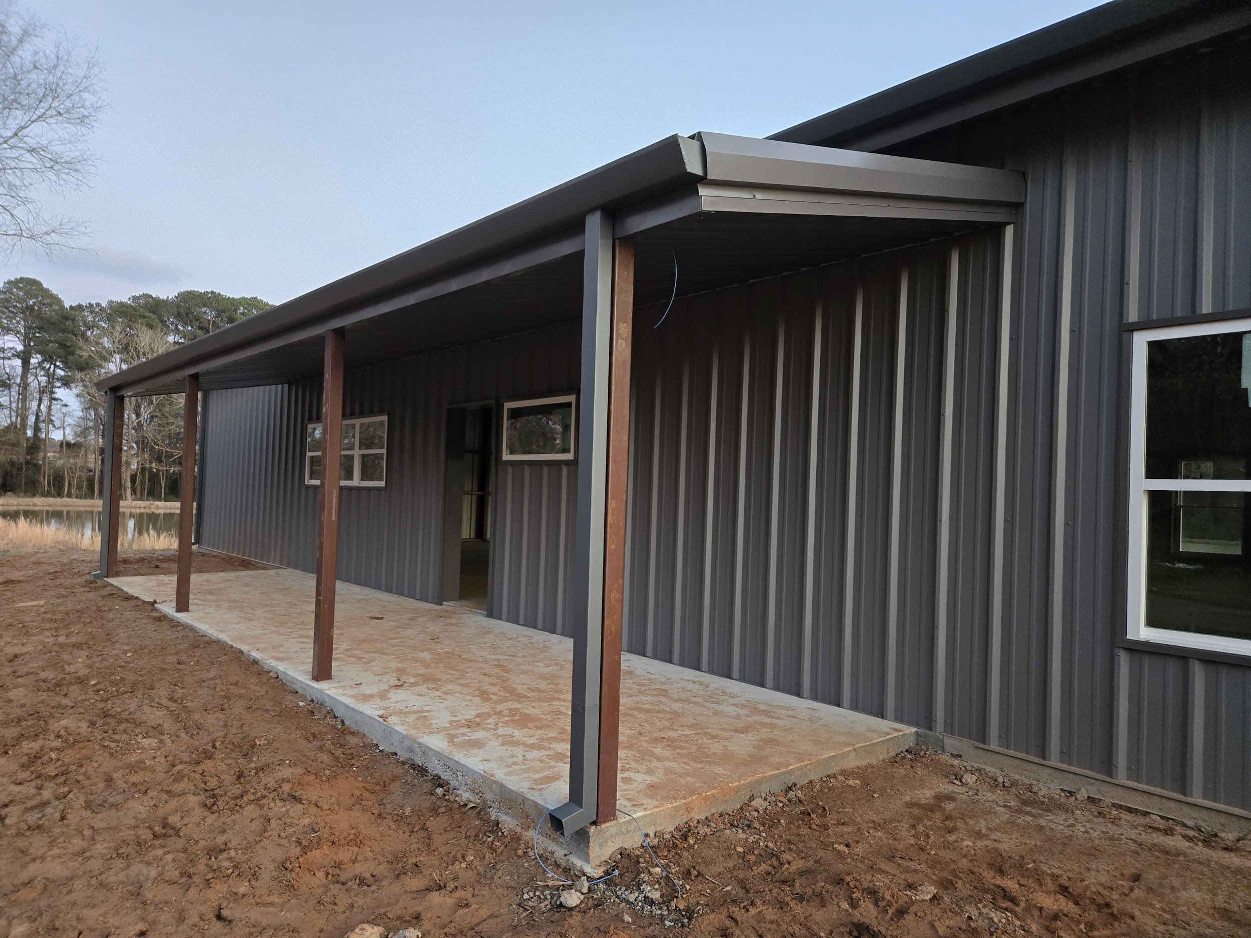 Straight Face Gutter with Box Downspouts in Longview Texas