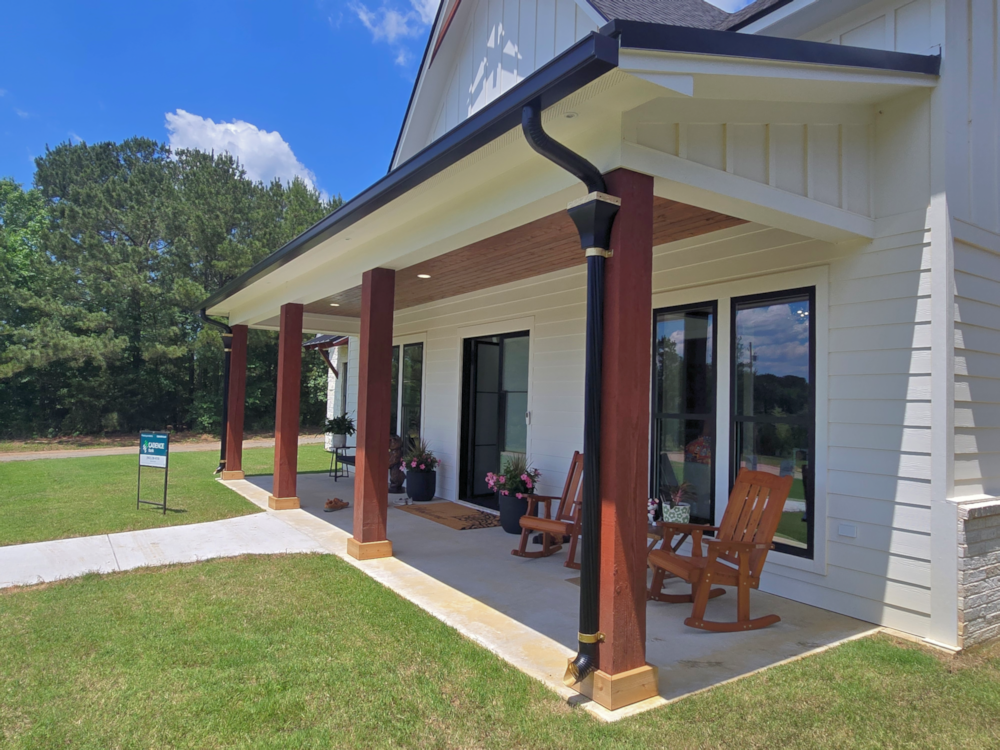 Black Spiral Downspouts in Gilmer Texas
