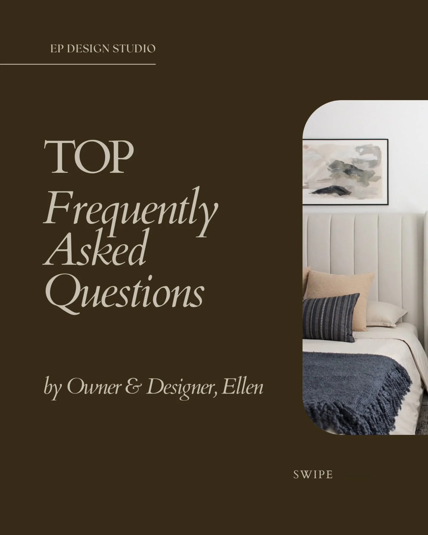 Created a quick slide of FAQs I get asked by prospective clients! Have a question about my process? Drop it below in the comments! 

#epdesignstudio #interiordesignbusiness