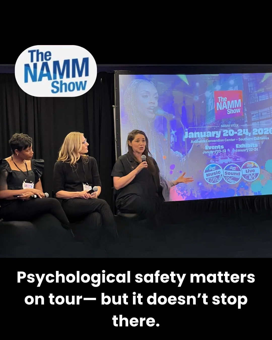 Grateful to speak at NAMM with @wearemitc about Psychological Safety on Tour.

These conversations feel especially important right now, in all areas of life.