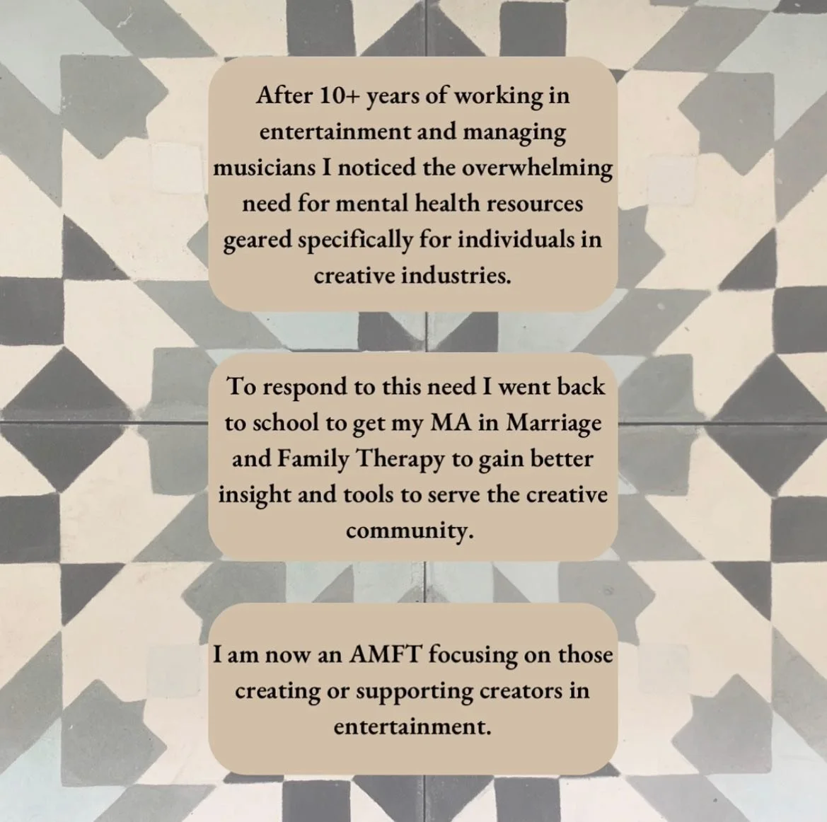 More about me! #mentalhealth #therapy #therapyforcreativeprofessionals