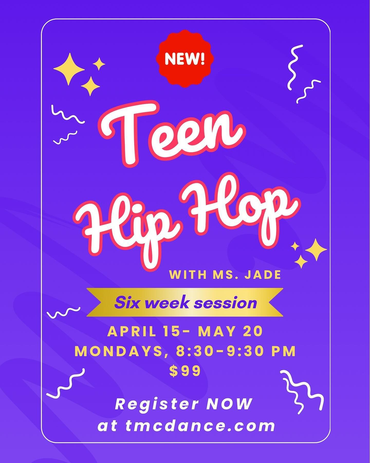 Hip Hop Sessions begin Monday 4/15! Teens and Adults let&rsquo;s gooooooo ⭐️⭐️⭐️