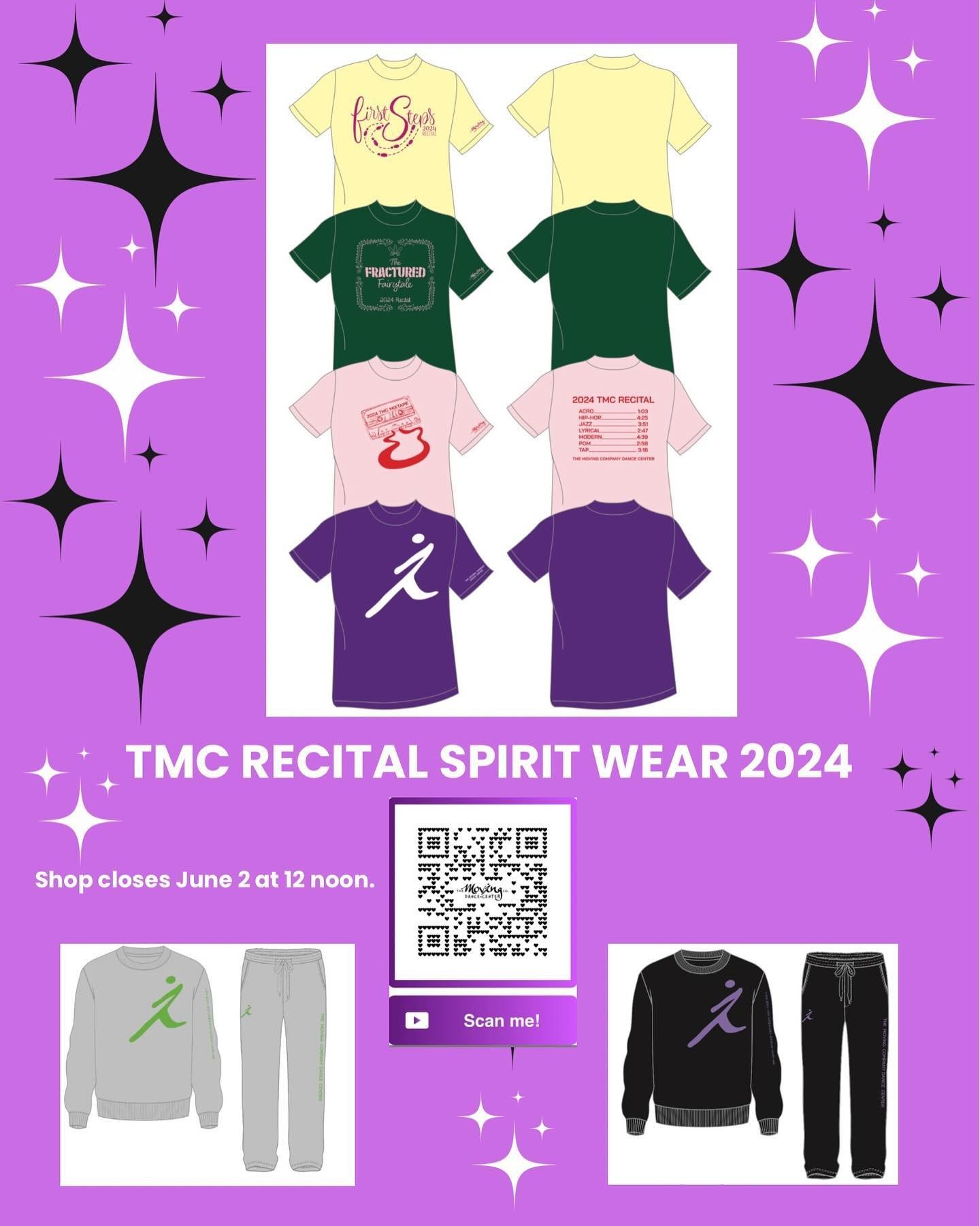 TMC Recital Merchandise is available NOW! Order online today⭐️ Link in our bio!