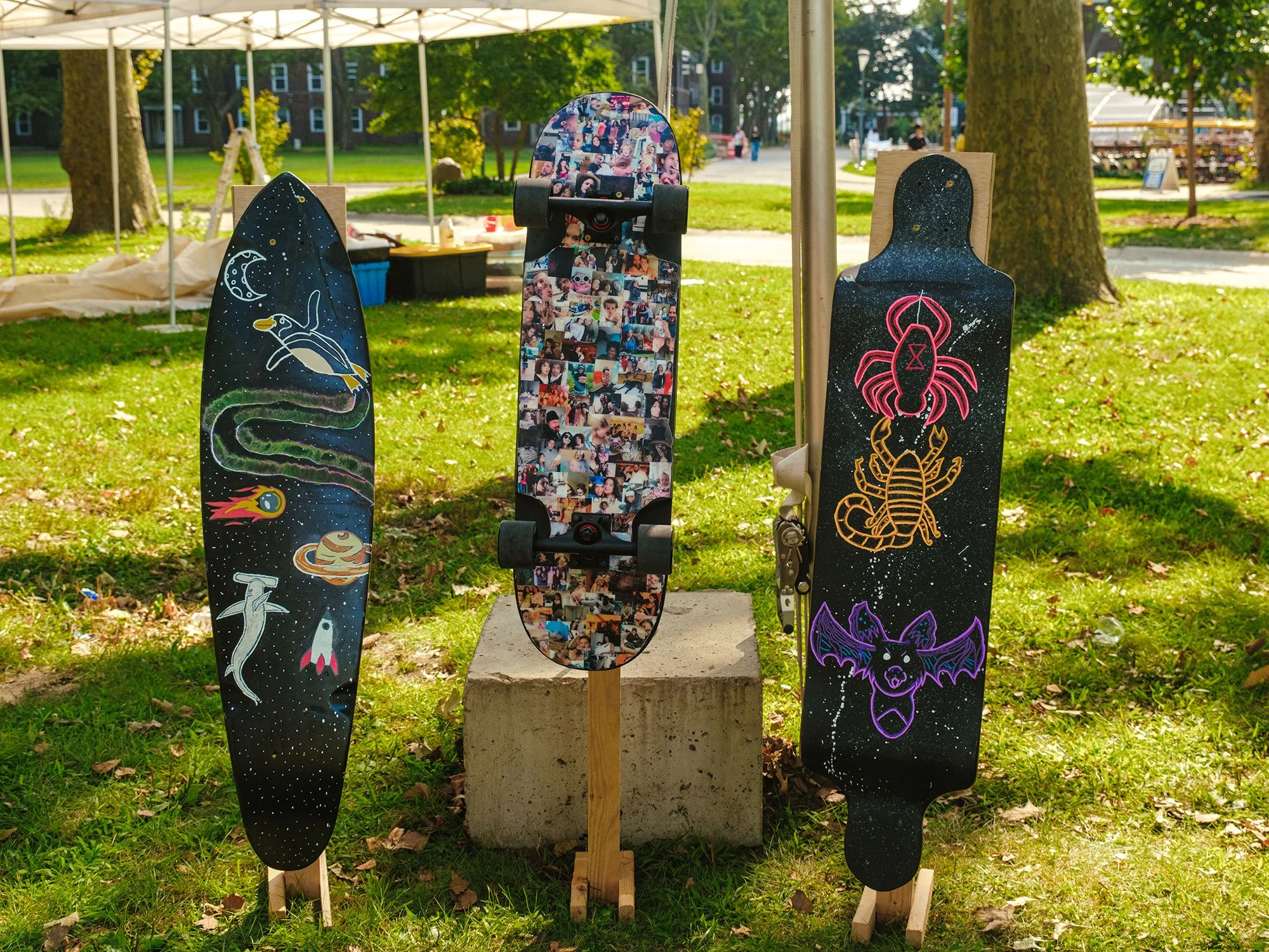 Painted longboards custom-made by youth