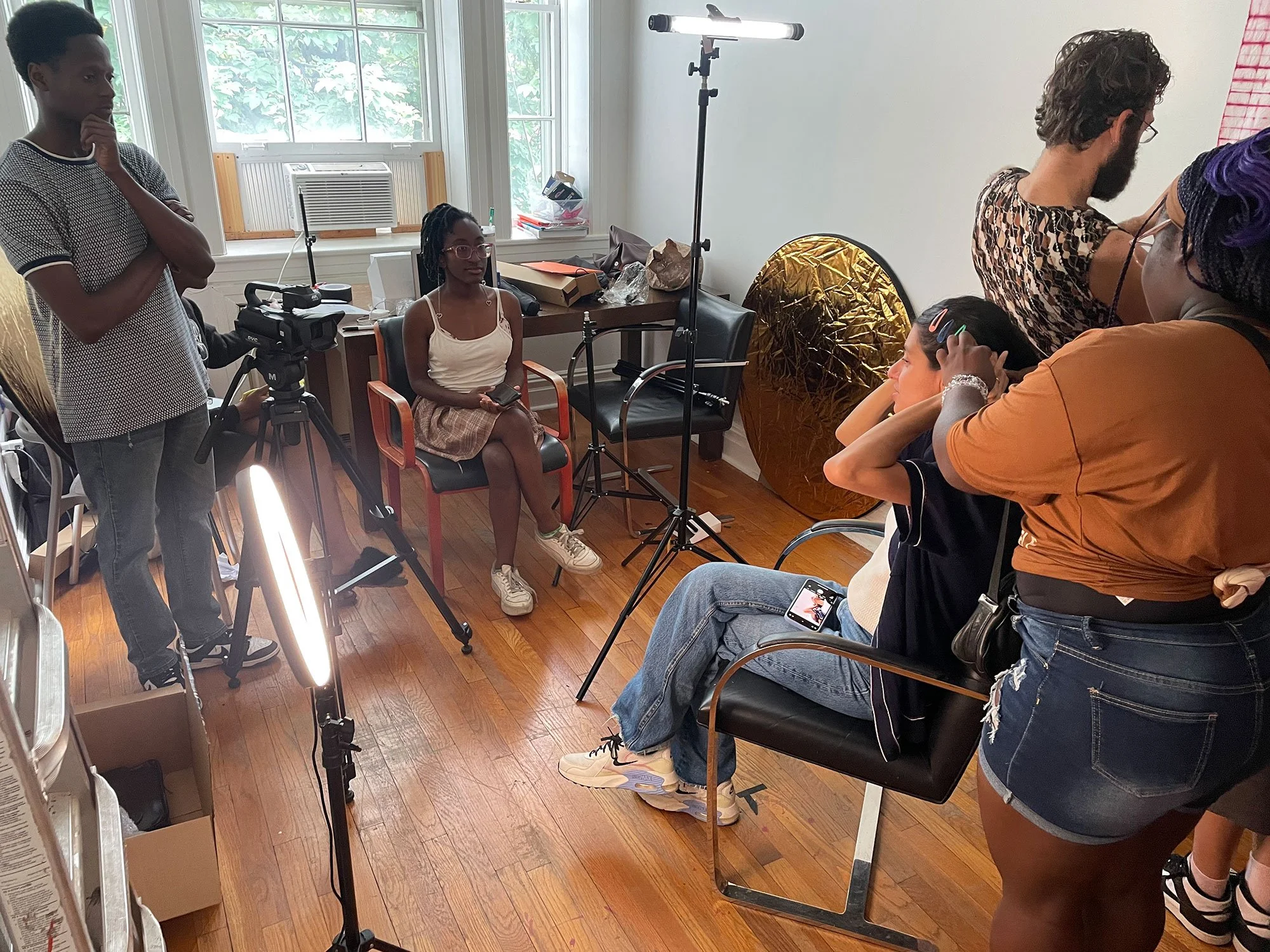 Students at OtherWorlds Fair 2025 creating a short film