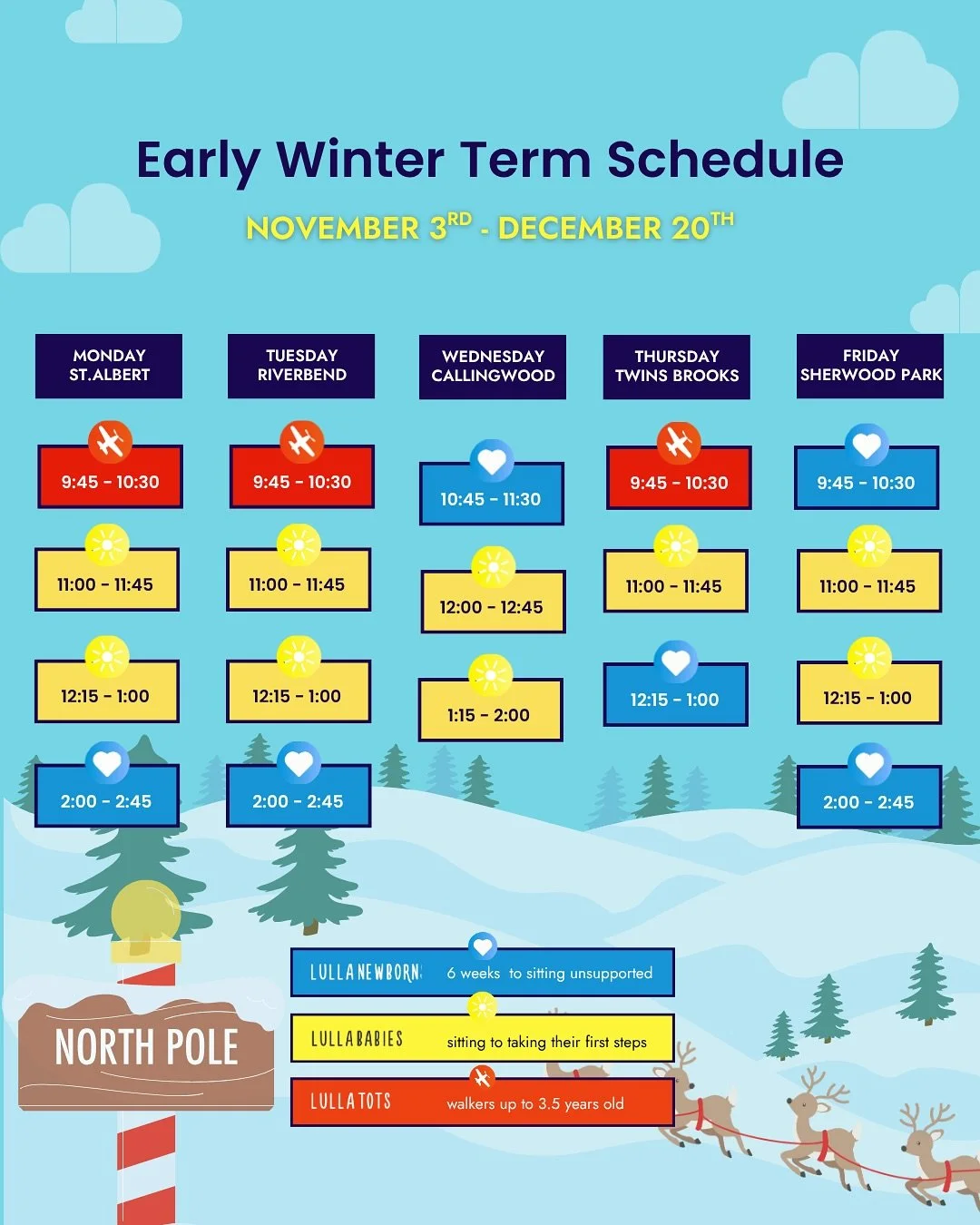 🎁 our gift to you! More classes and new locations!!! ✈️✨ Early Winter Term begins Nov 3rd

❤️REGISTRATION OPEN

A Lullaland term includes 7 classes! With 7 brand new themes! ( no repeats from our fall term) 

#yegfamily #yegmoms #yegdads #stalbert #