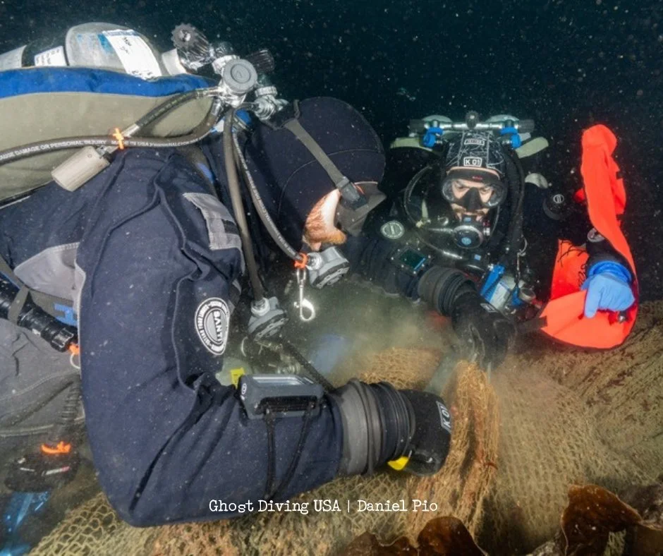A look behind the scenes of our Tuna Clipper mission last November.
Our divers headed to Catalina Island to remove ghost nets from the Tuna Clipper wreck: 200 square feet of abandoned gear were recovered and sent for recycling. ♻️
It was an unforge