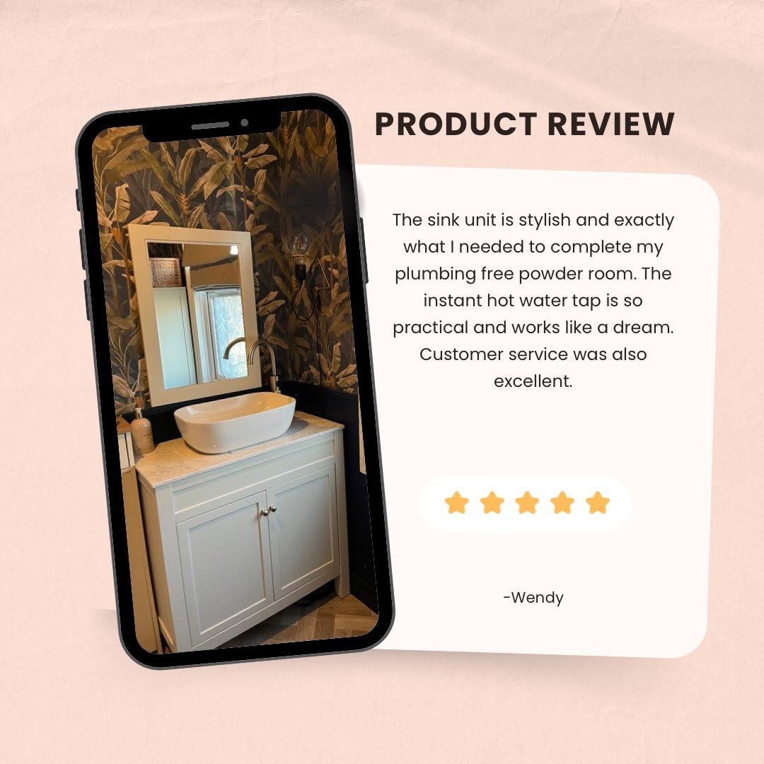 ⭐⭐⭐⭐⭐ &ldquo;Works like a dream.&rdquo;

This one&rsquo;s a little different &mdash; not a salon or clinic, but Wendy&rsquo;s plumbing-free powder room at home. No pipework to the room, so a traditional sink was off the table. Our unit solved it &mda