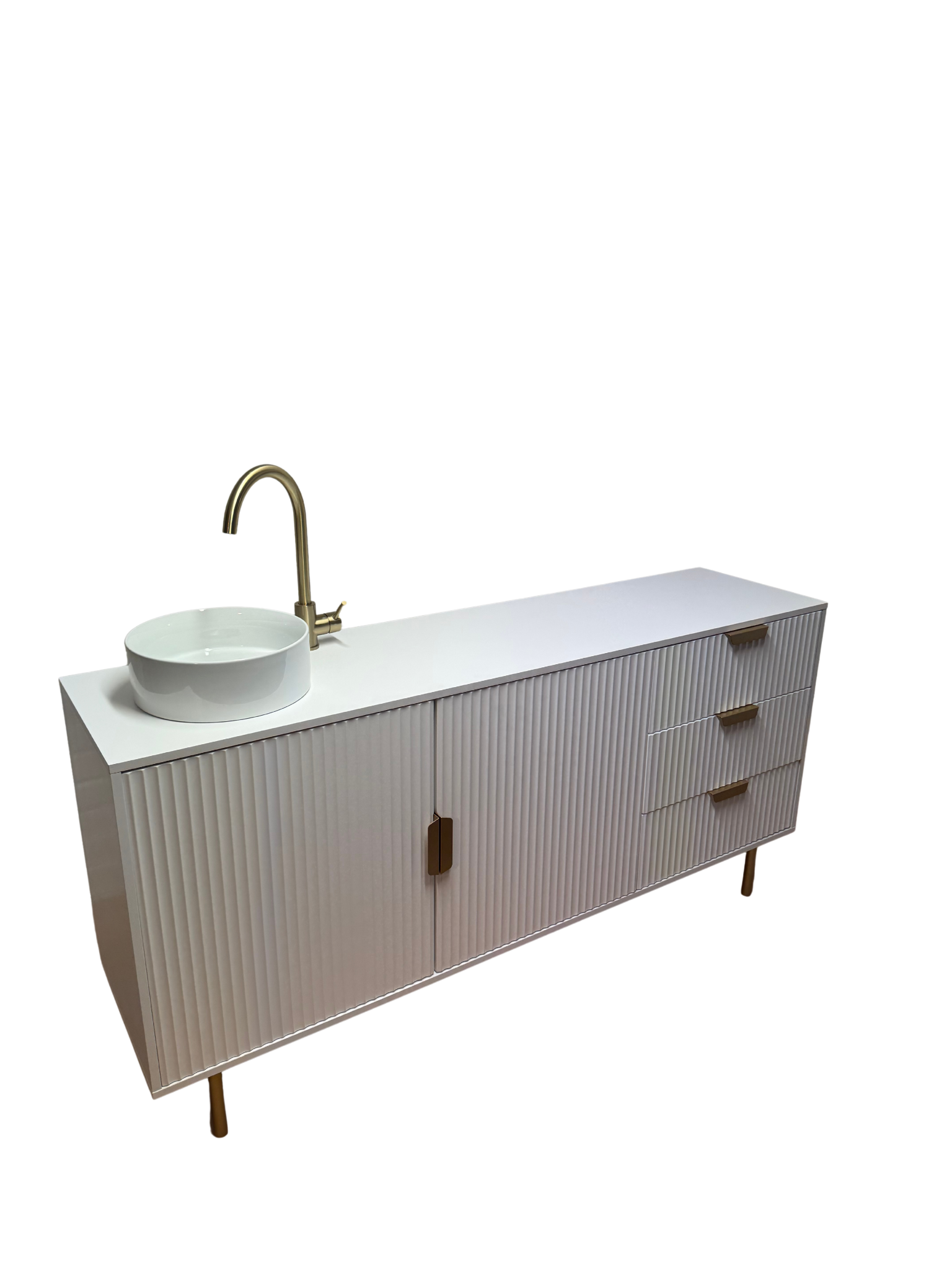 1600mm White & Gold Floor-Standing No-Plumbing Sink Unit