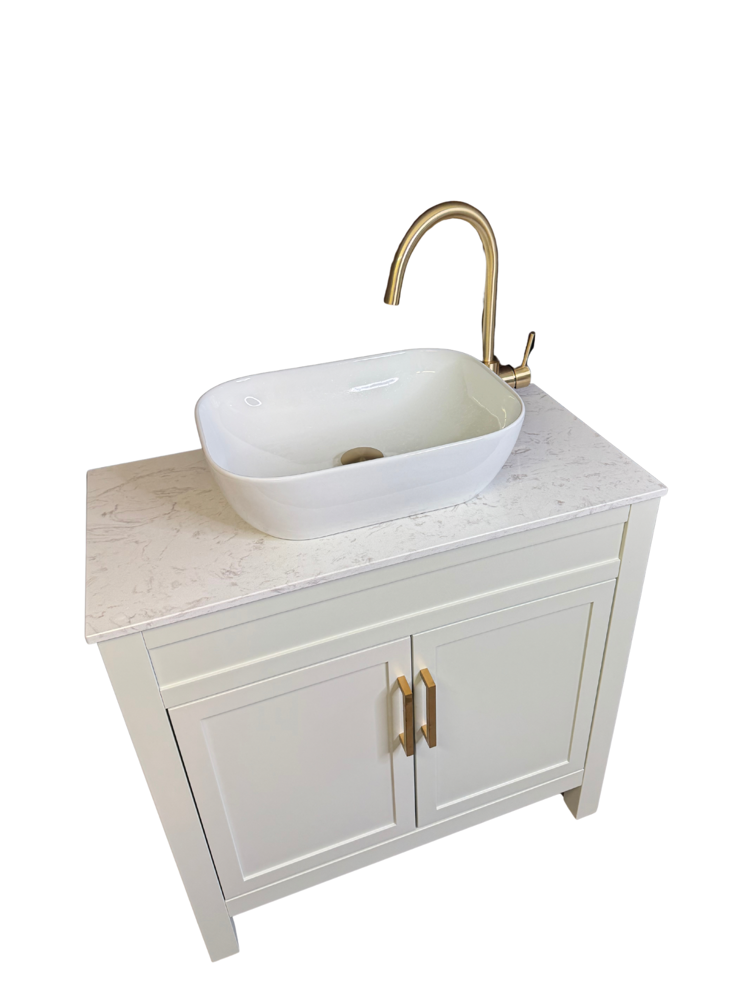 800mm Bermuda chalk no plumbing sink with marble top and countertop basin.