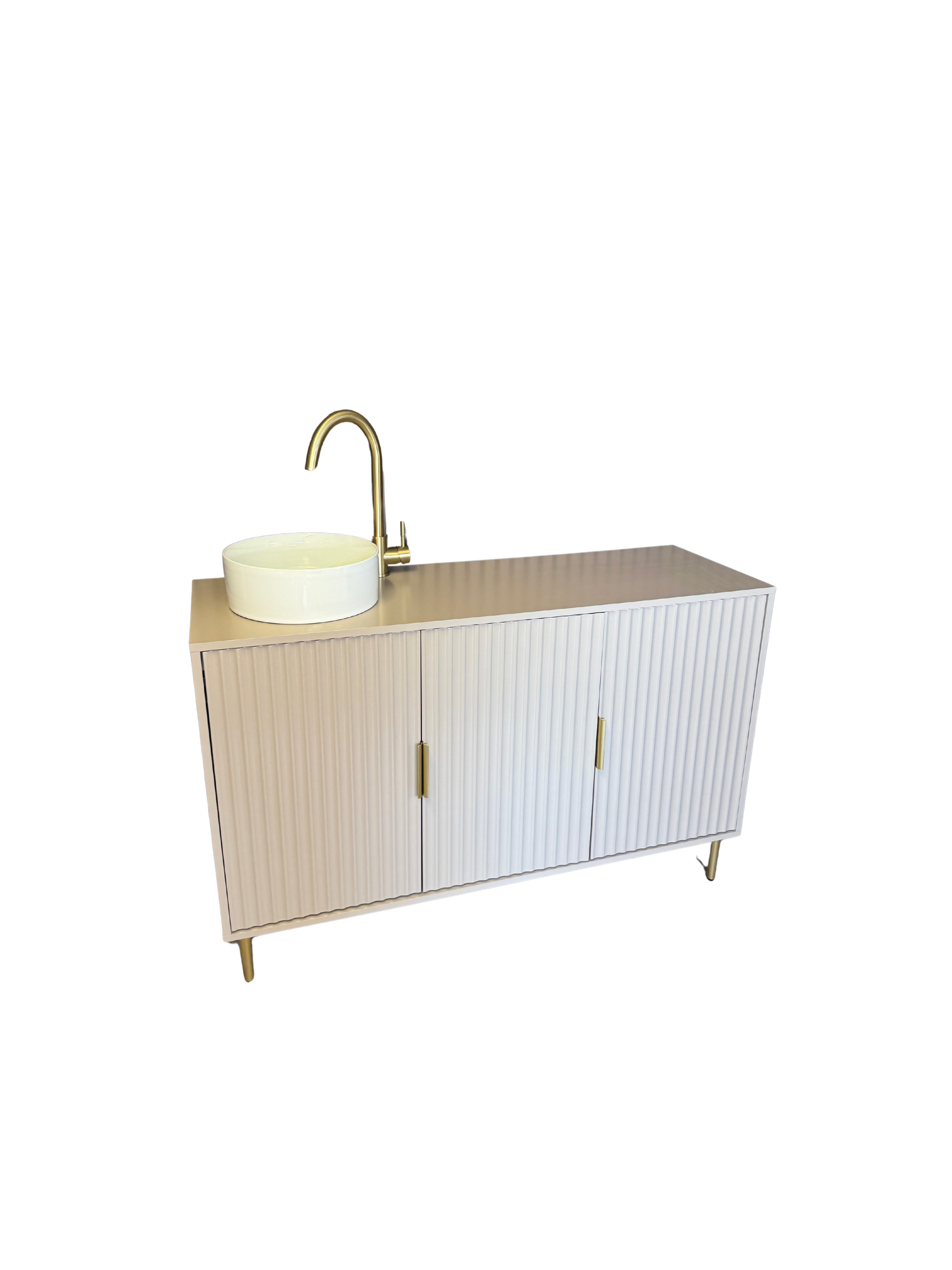 120cm Taupe/Gold Sideboard Unit With Countertop Basin & No Plumbing Sink System