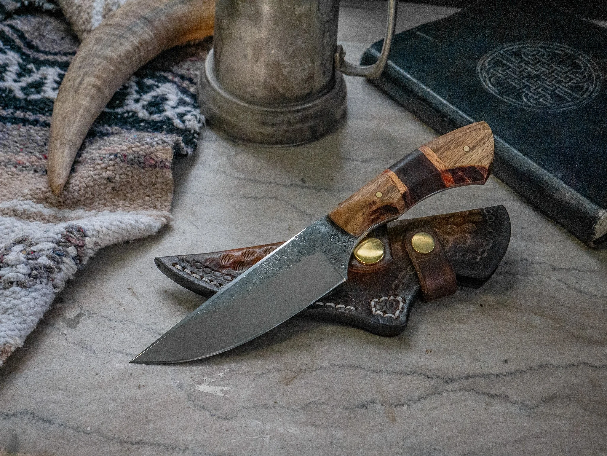 Hand Forged Hunting/Camp Knife with Scout Carry Sheath