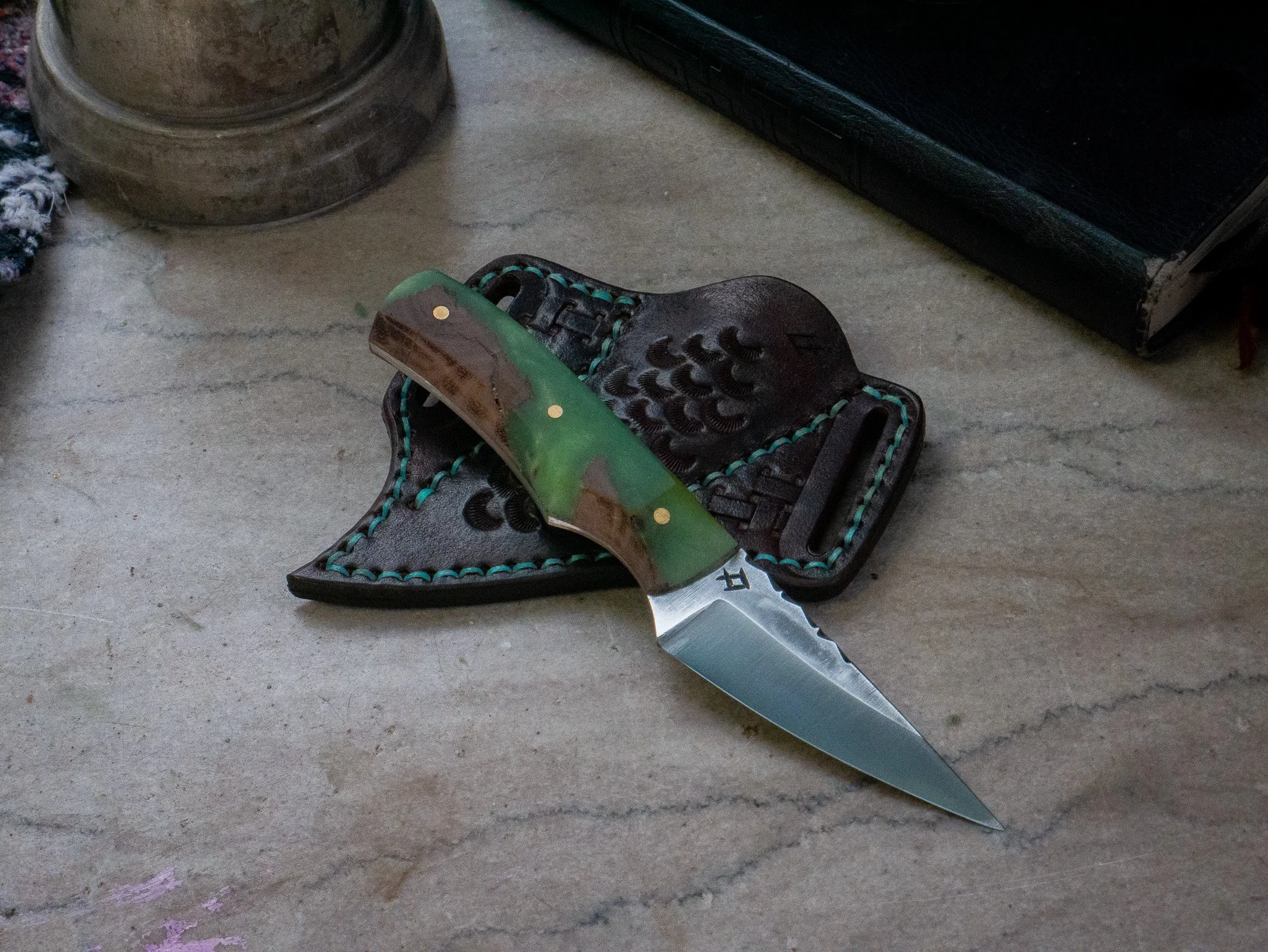 Handmade Bird/EDC/Field Knife with Pancake Sheath