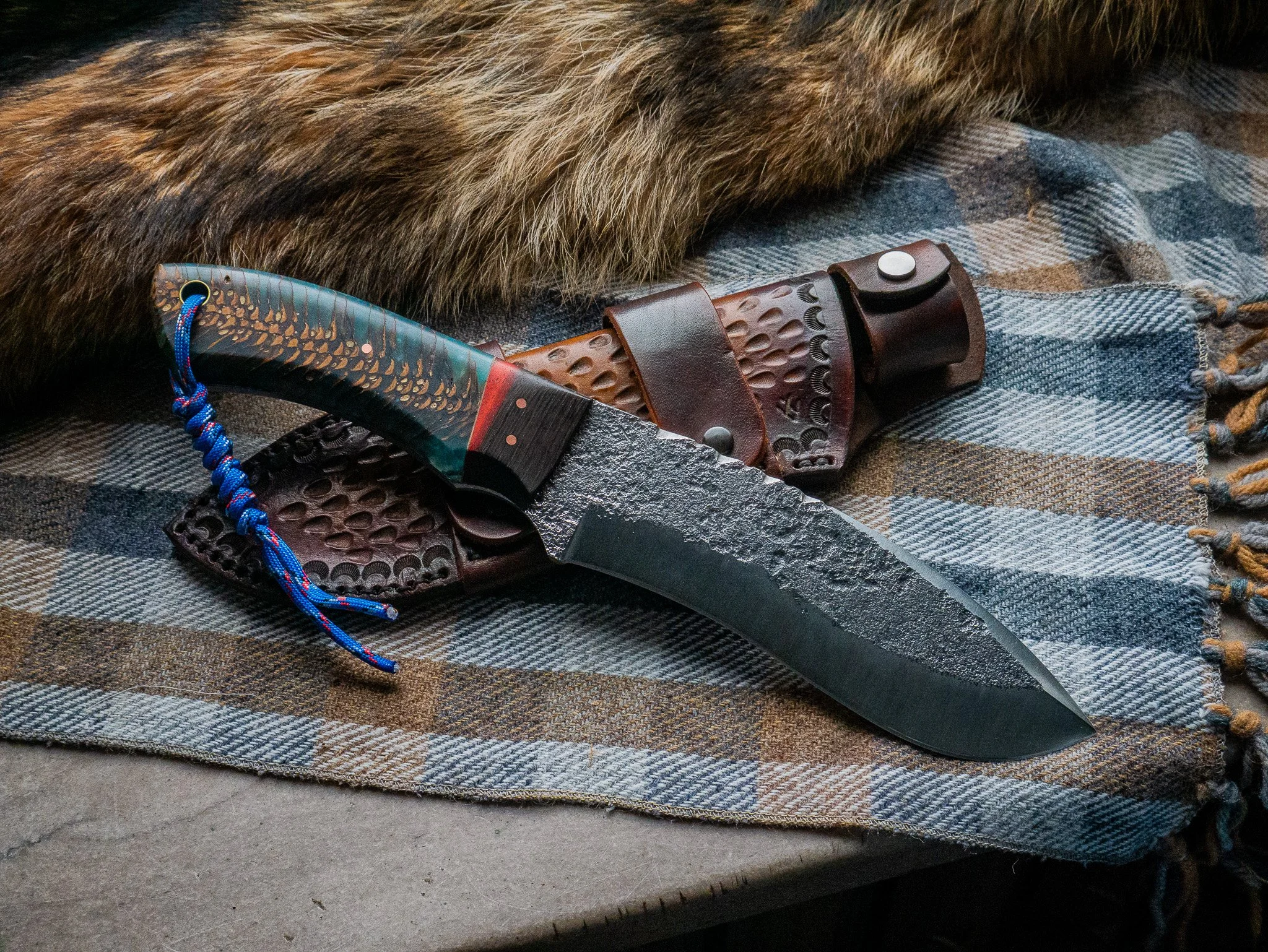 Hand Forged Camp Chopper with Scout Carry Sheath