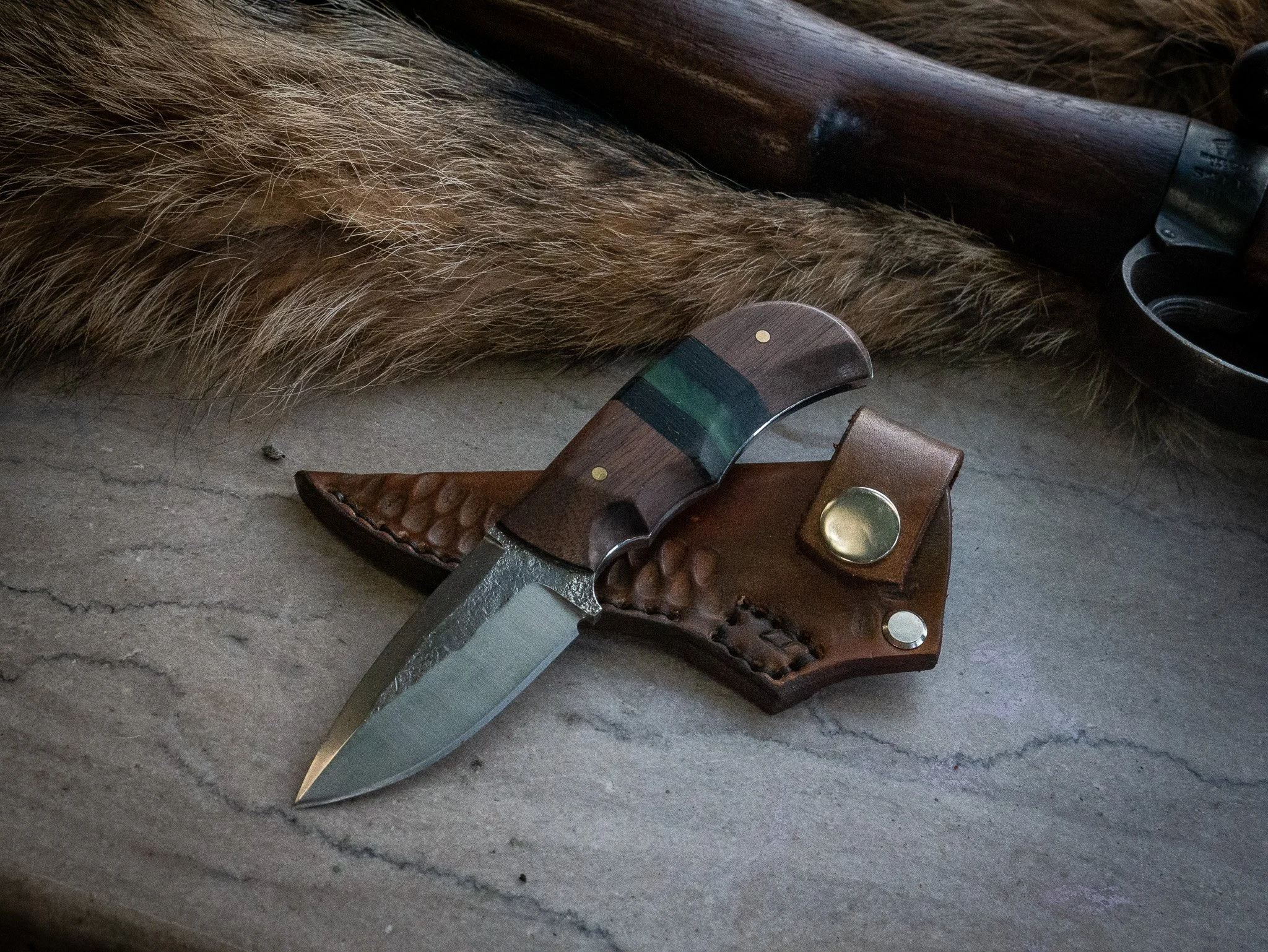 Hand Forged Hunting/Skinning/EDC Knife with Scout Carry Sheath
