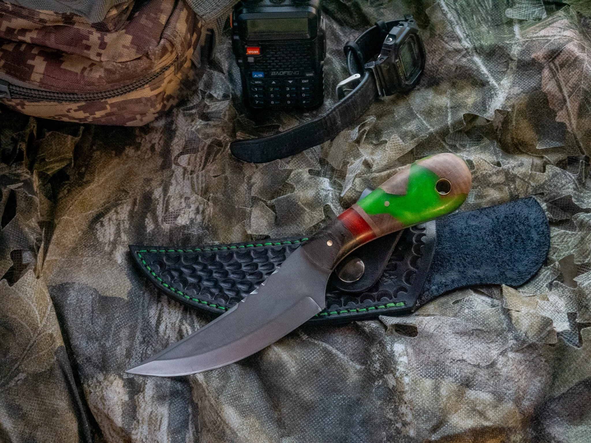 Hand Forged Hunting/Skinning Knife with Scout Carry Sheath