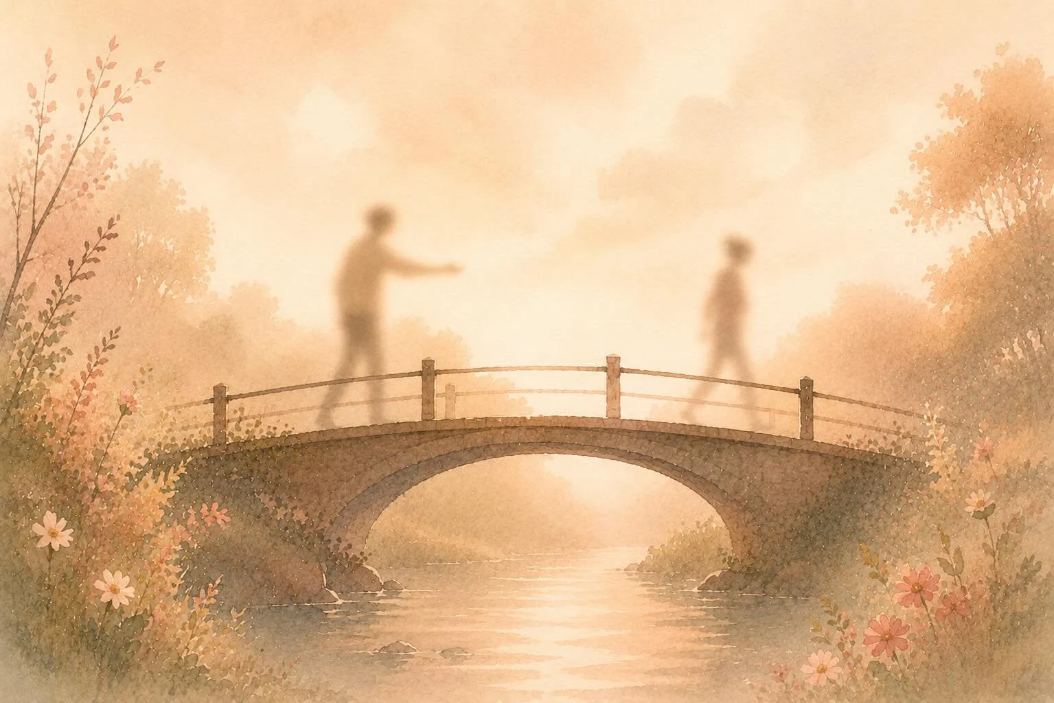 Illustration symbolisant la dynamique entre une personne à l'attachement anxieux et une personne à l'attachement évitant, entre besoin de proximité et besoin de distance.