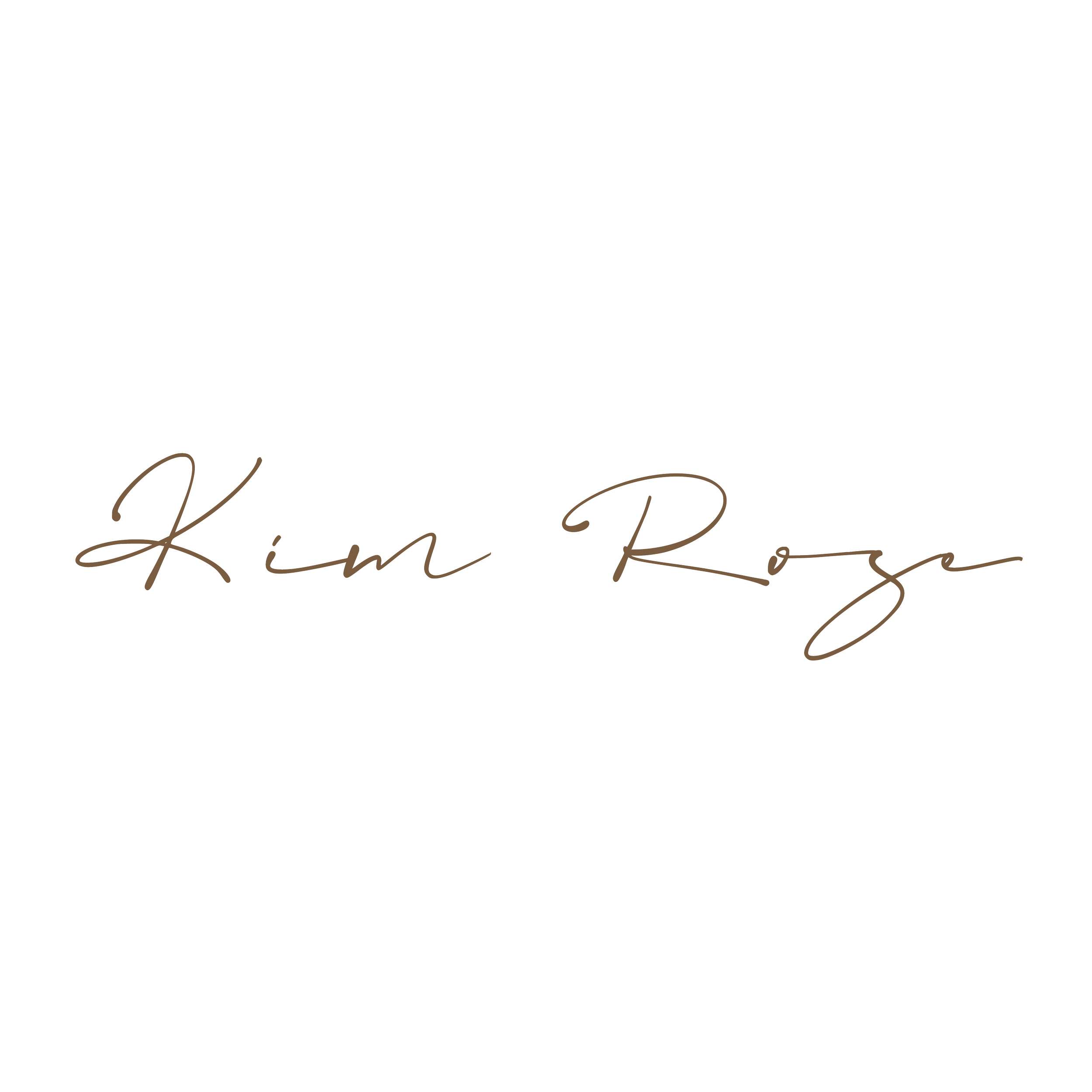 Black background with the text 'Kim Rose' in elegant script font.