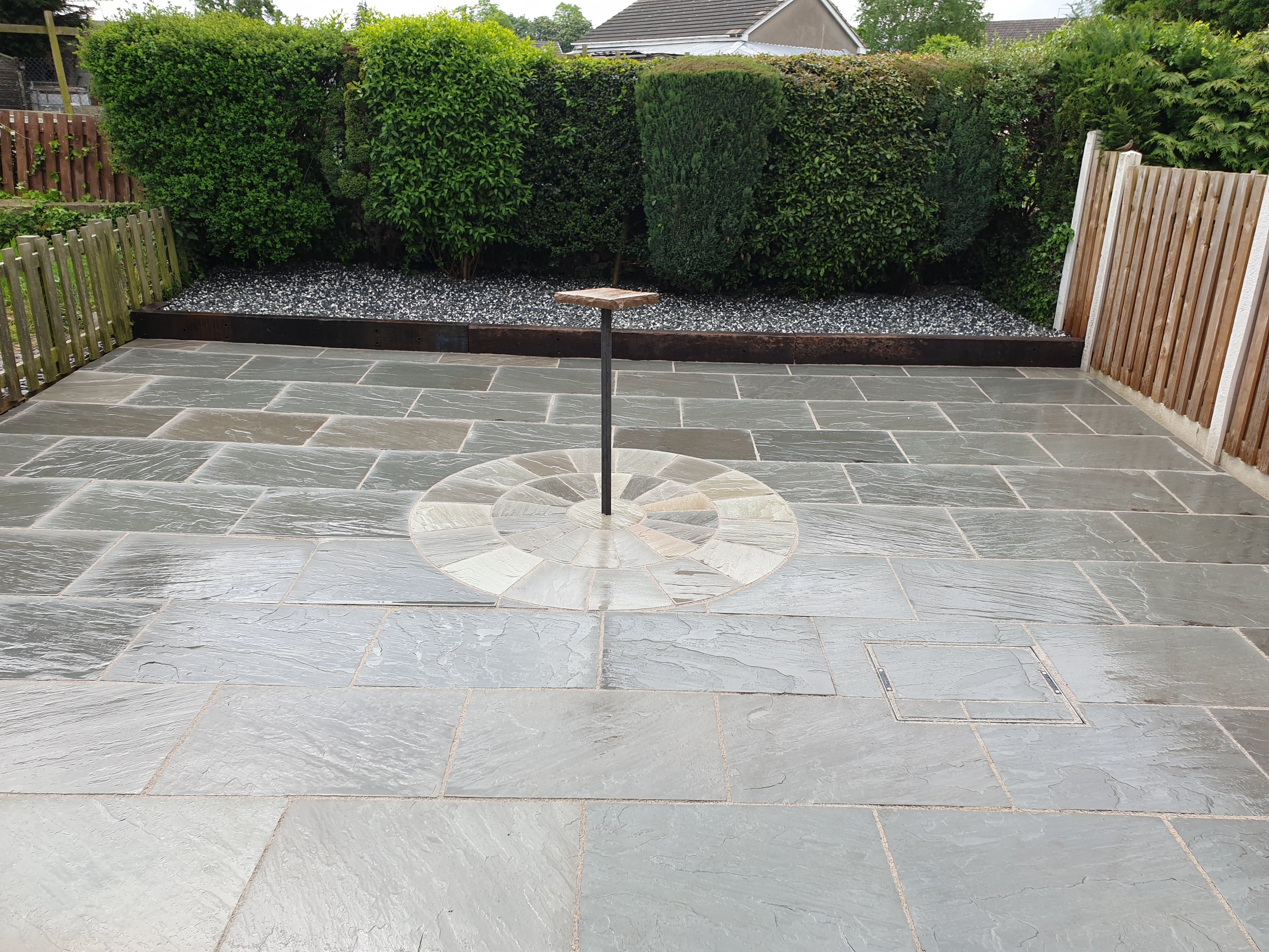 After - Kandla Grey Indian Stone with circle feature