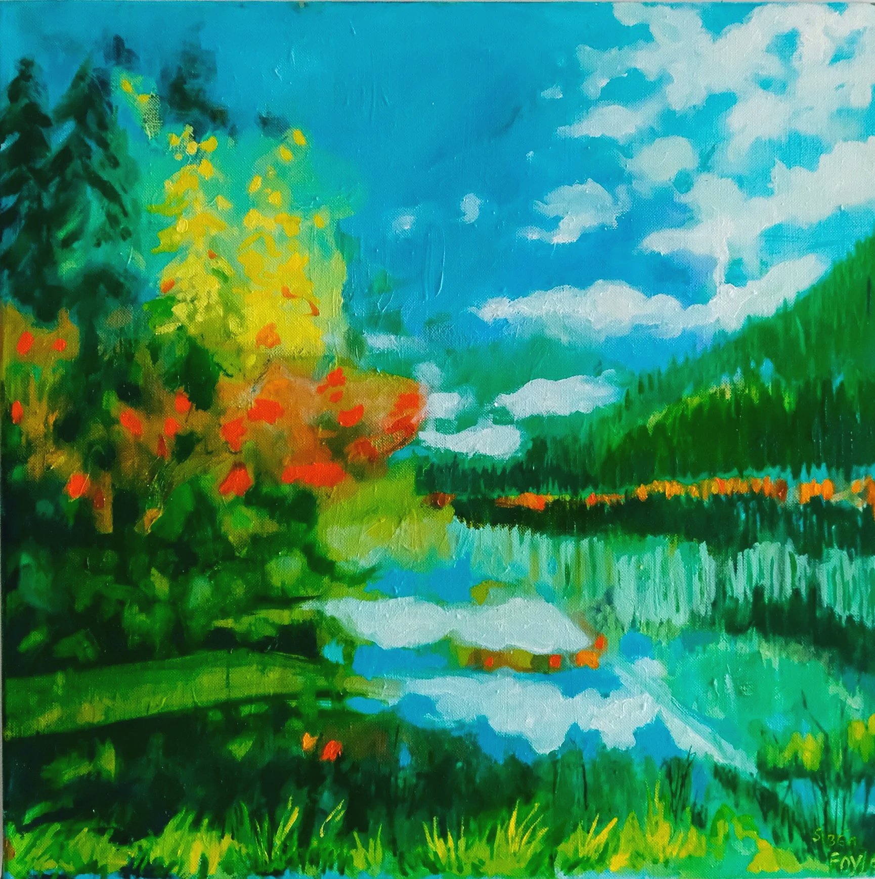 White Swan Lake,
Oil on Canvas, 2026
61 x 61 cms, 24 x 24"