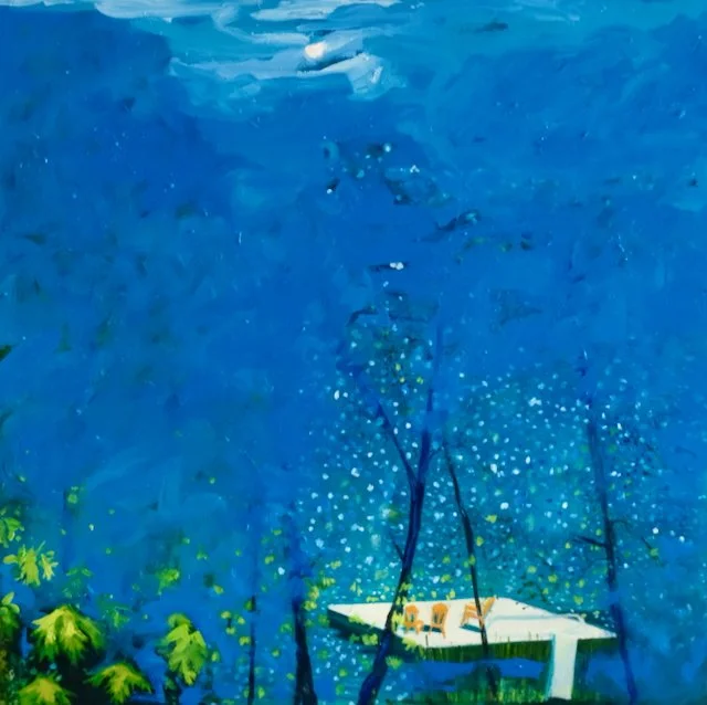 White Raft on Blue Lake
Oil on Canvas, 2026
91 x 91 cm, ( 36 x 36")