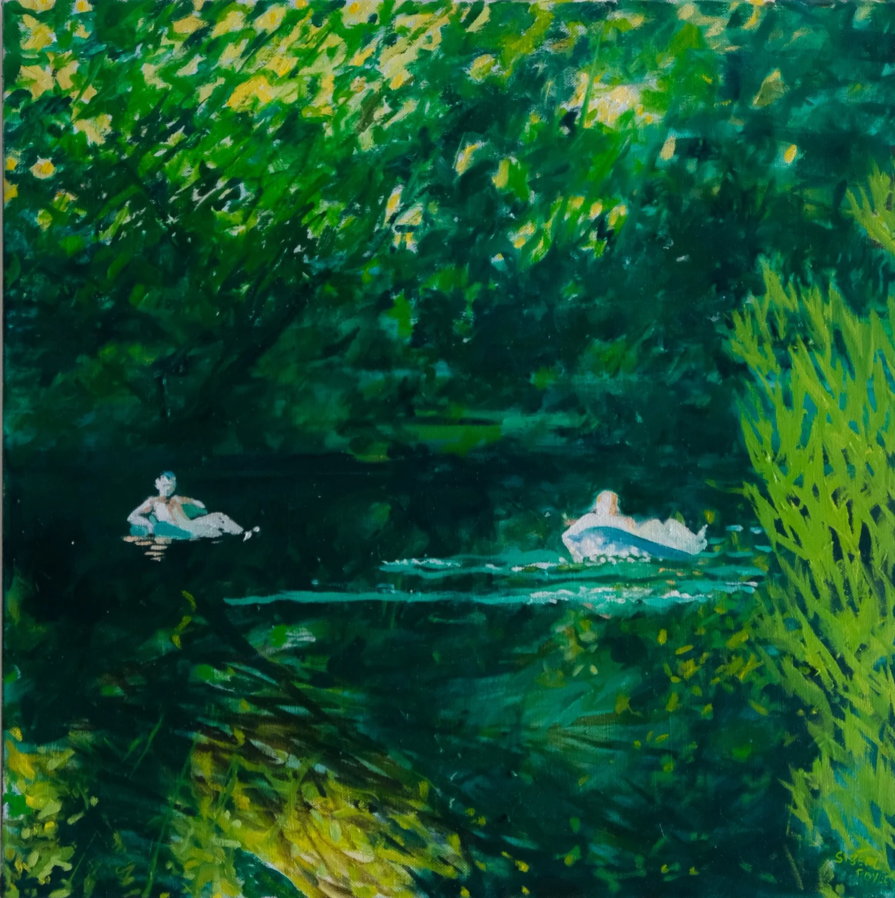 Elk River Tubin'
Oil on Canvas, 2026
61 x 61 cm, (24 x 24")