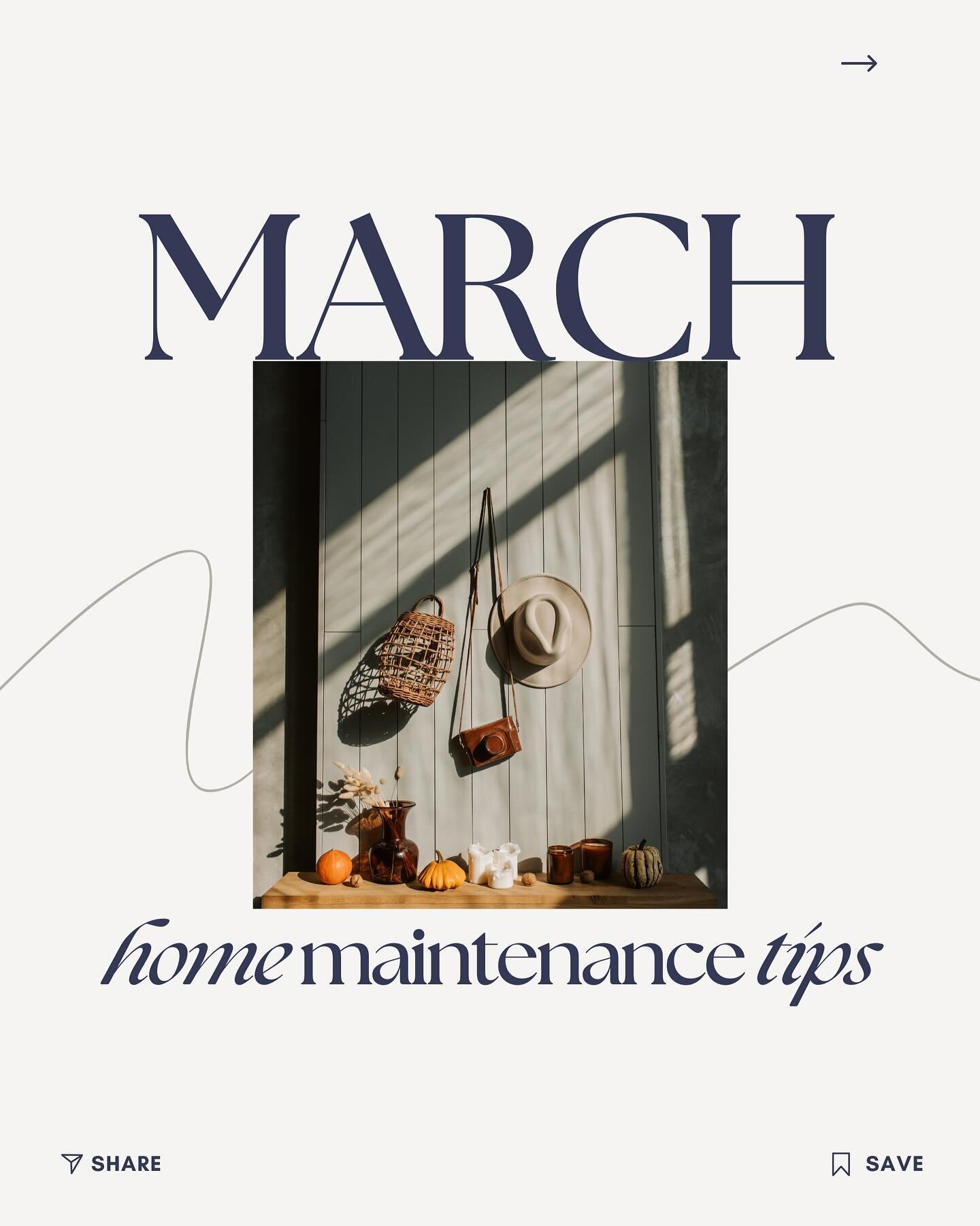 Your March home maintenance tips! 

I always strive to give my clients the information they need when they need it (because there is always a lot going on with life already!) 

If you&rsquo;re curious to read more, check the link in my bio for the fu