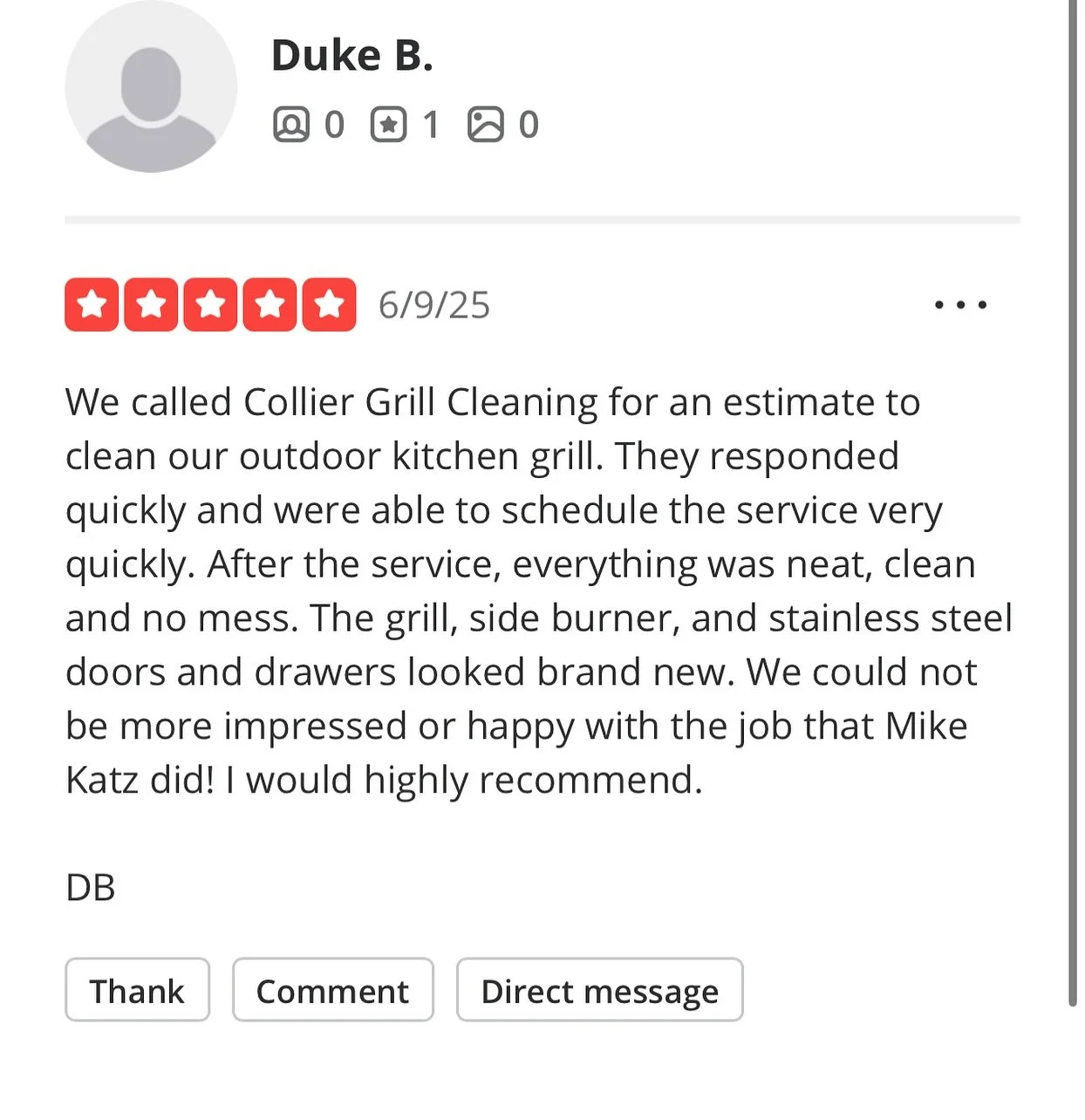 Who doesn&rsquo;t love FIVE STARS to start the week?! ⭐️⭐️⭐️⭐️⭐️ Thanks for the review, Duke! We appreciate your business 👍 
&hellip;
#fivestars #cleaningservice #swfl #grillcleaning #colliergrillcleaning