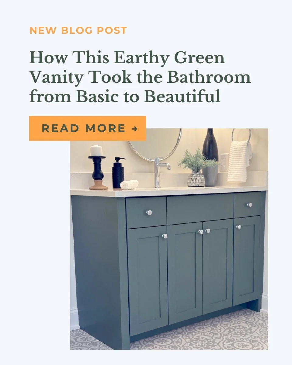 This earthy green vanity (in Dried Thyme by @sherwinwilliams) turned a basic bathroom into a calm, intentional space with major charm.
In this week's blog, we break down the design choices, the finishes, and how we used color to elevate the entire v