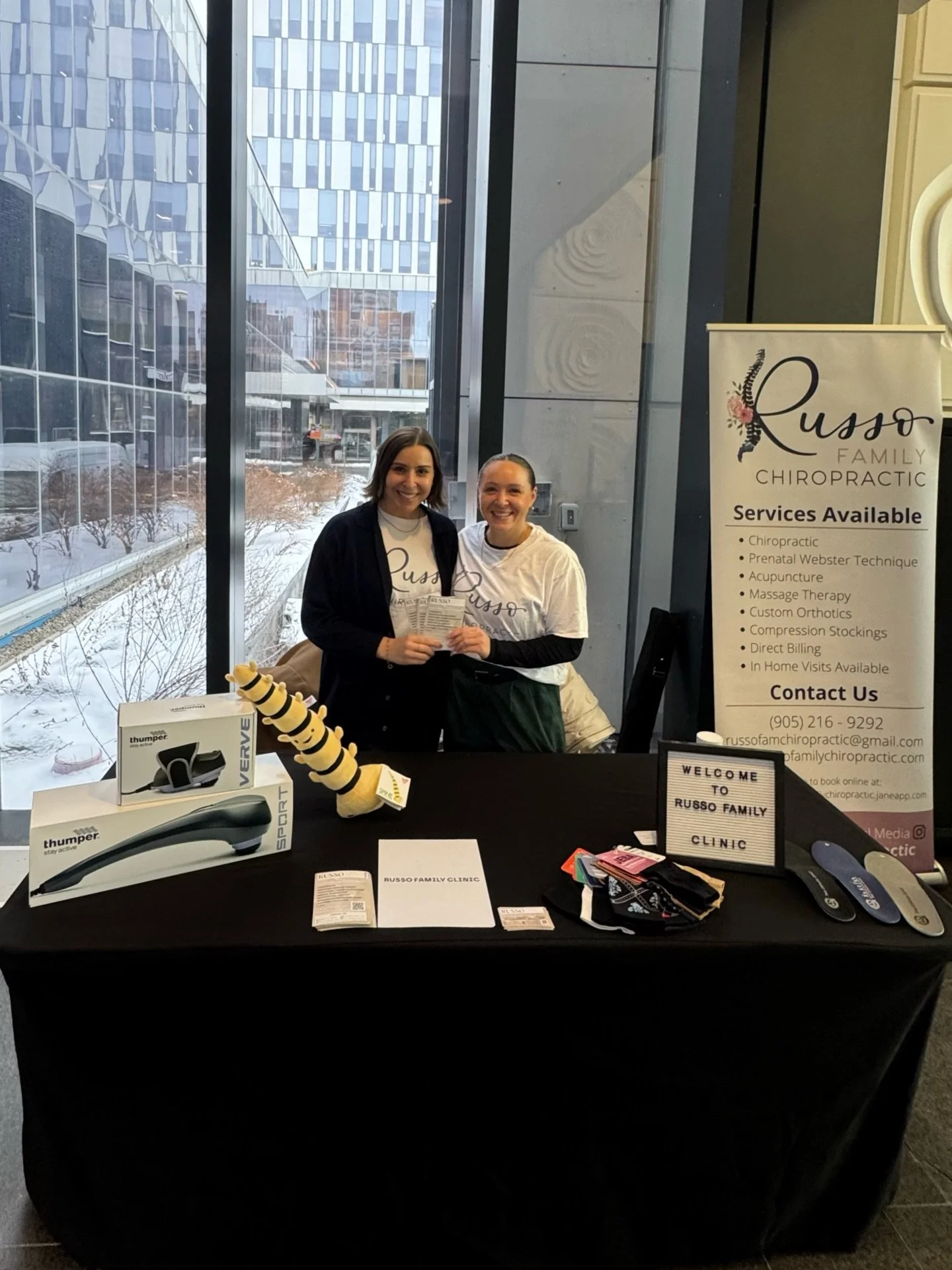 Dr. Russo^2 at the Health &amp; Wellness Fair, thank you to @downtownbrampton for a great event 👩🏻&zwj;⚕️👩🏼&zwj;⚕️🩻🤍

also peep our cutie spine stuffie 👀