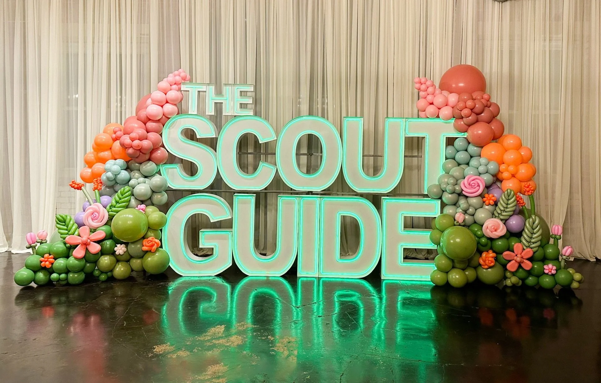 The Scout Guide KC. LED Neon light up marquee letters for rent in Kansas City.