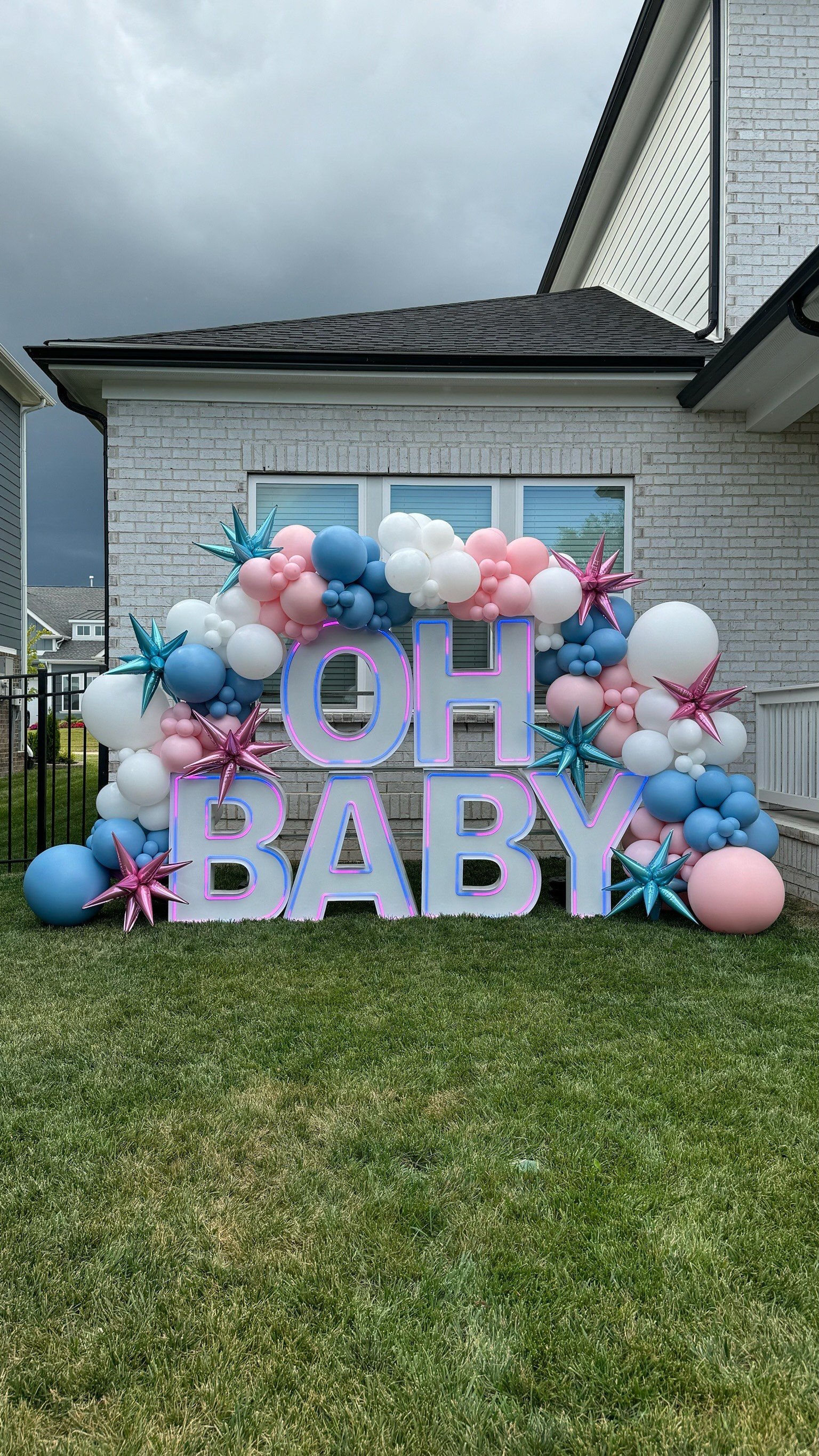 Baby Shower Gender reveal light up letters. neon letters for rent.