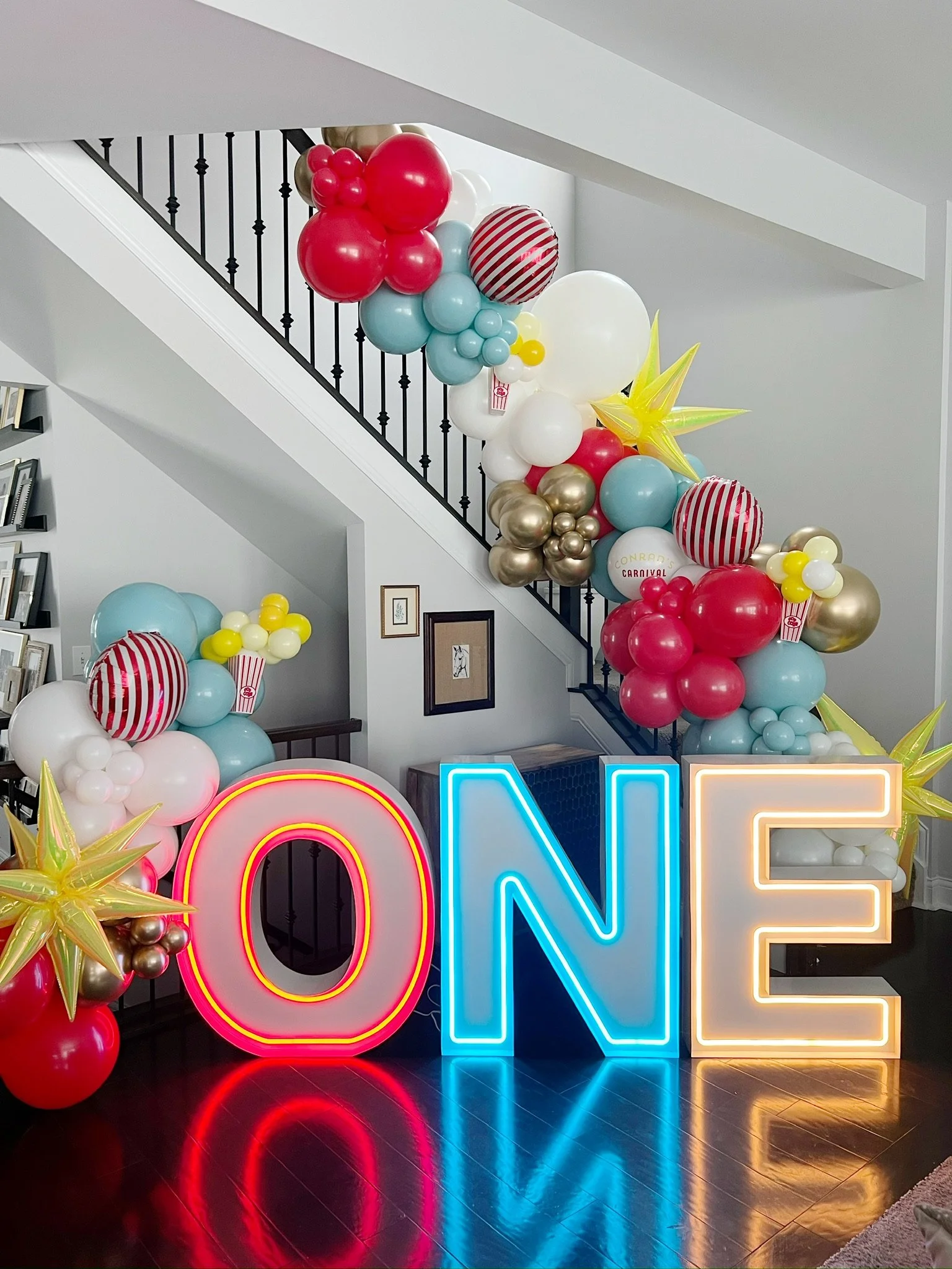 First Birthday Circus theme light up letters