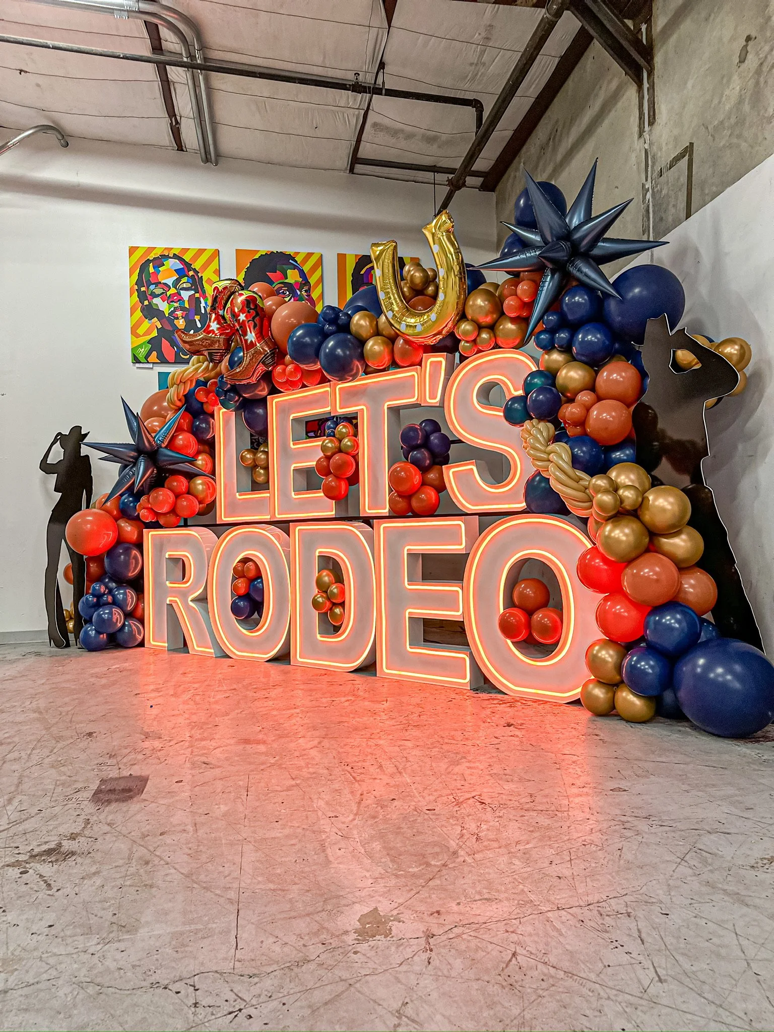 Cowboy Rodeo light up letters and balloons