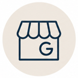 Icon of a cash register on a peach background.