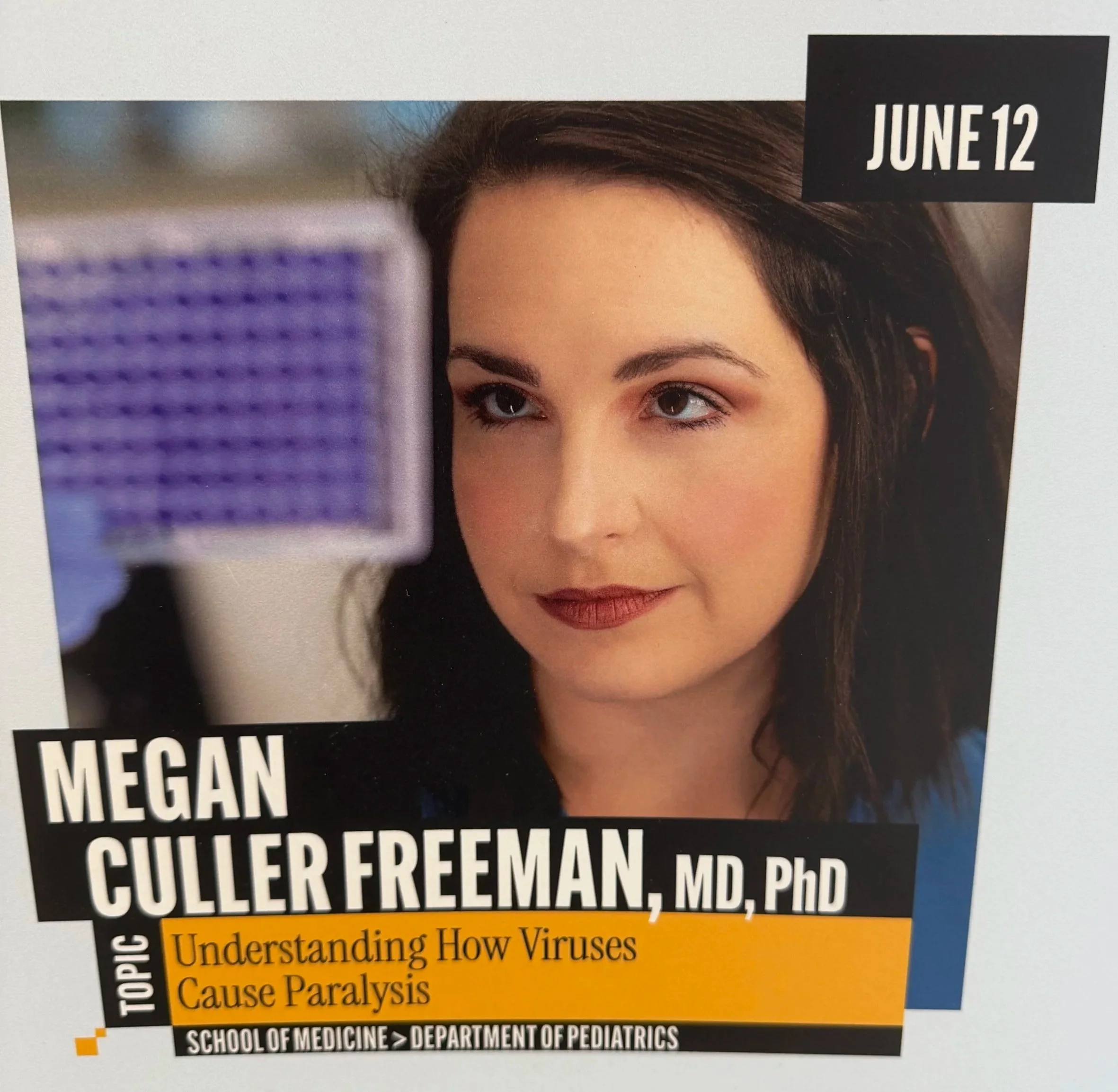 Megan selected for the Senior Vice Chancellor's Research Seminar Series-tune in June 12th at noon.