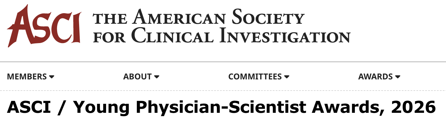Megan selected for a Young Physician-Scientist Award from the ASCI