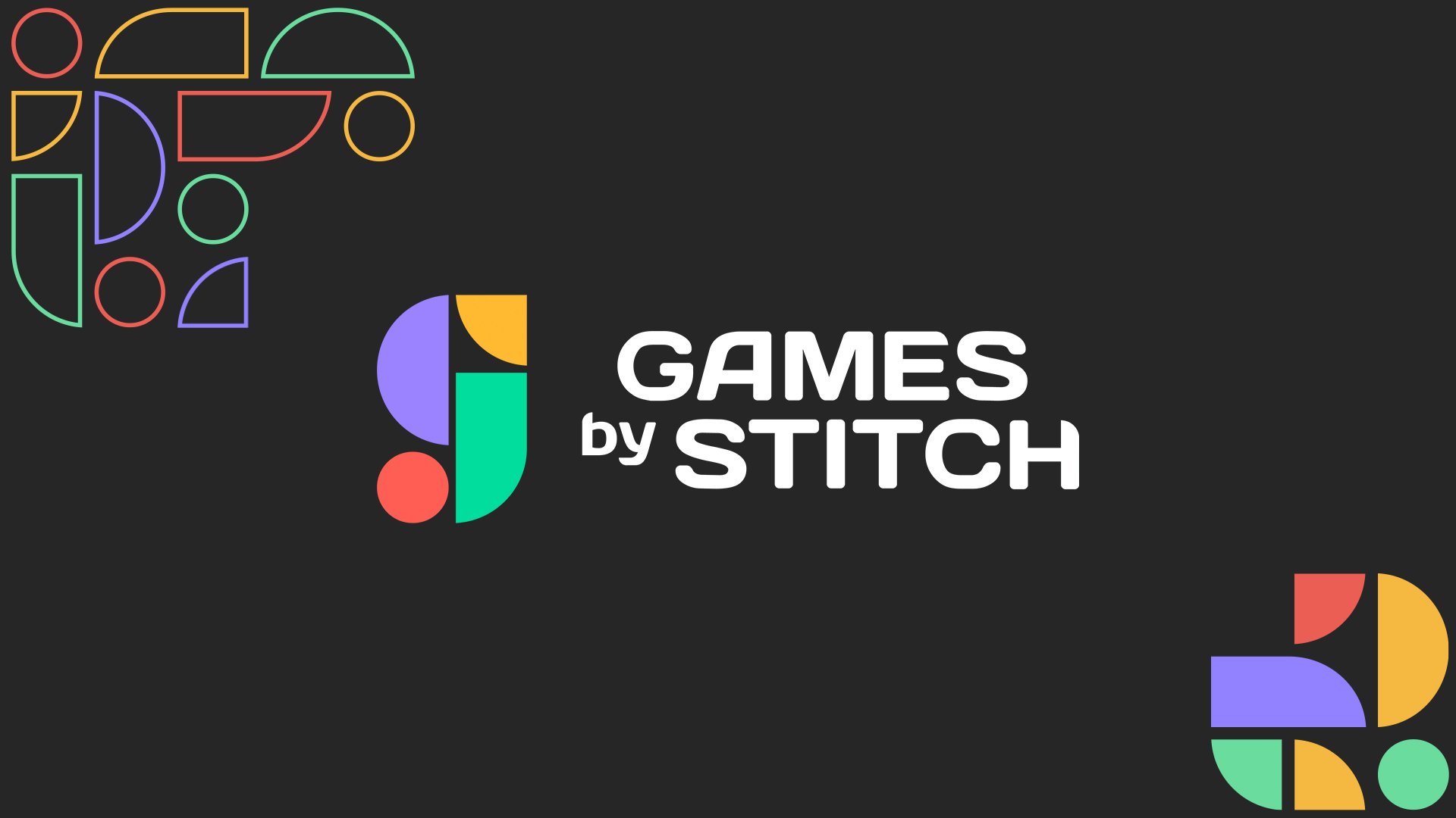 Logo for GAMES by STITCH, featuring colorful abstract shapes on a dark background.