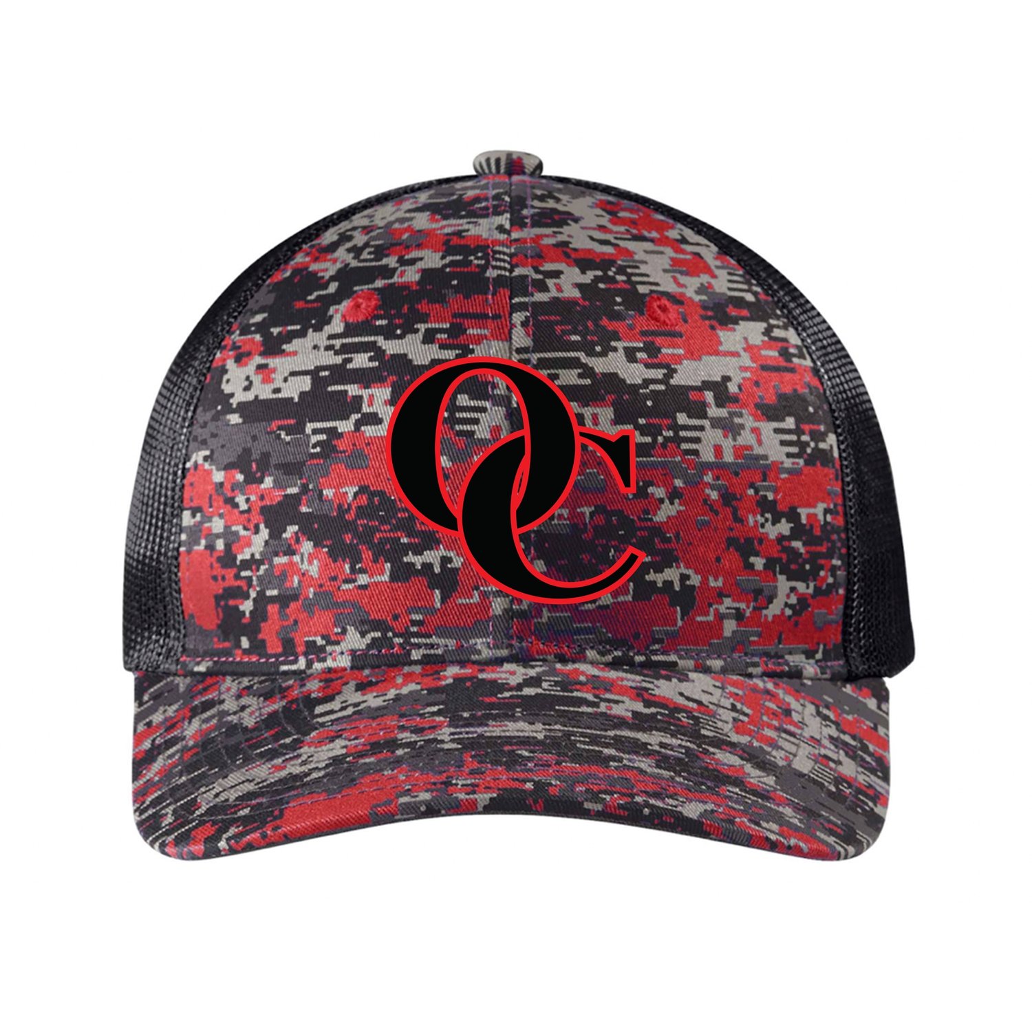 OC Red and Black Digi-Camo Hat — Modified Screen Printing & Design