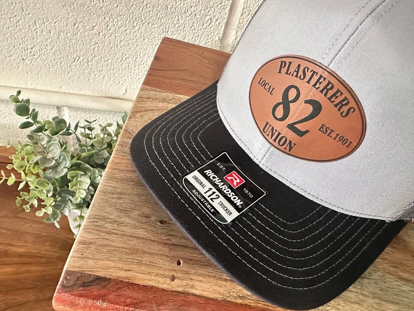 We love the leather patches on these hats for @local082plasterers !