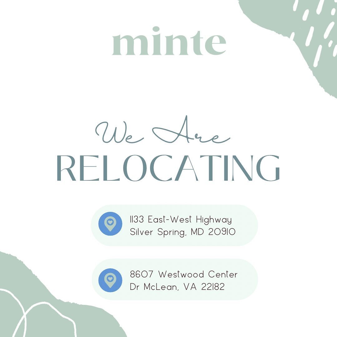Hey minte fam! 

Here&rsquo;s an update on our addresses. We have relocated out of our mall locations and will now be servicing you in our Silver Spring &amp; Tyson&rsquo;s Corner offices. 

Thank you for packing your bags and moving with us each tim